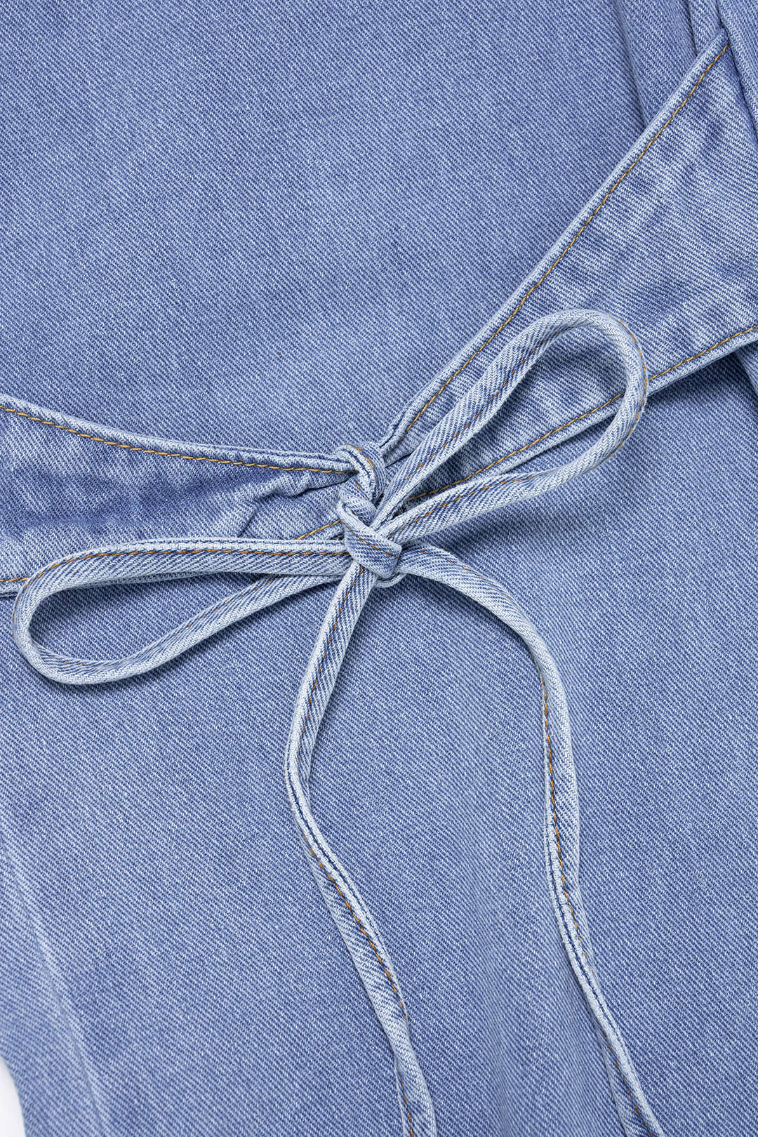 Denim Bow Tie-Up Straight Leg Jeans - Image 3