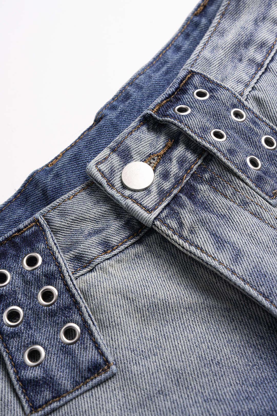 Denim Eyelet Wide Leg Jeans - Image 3