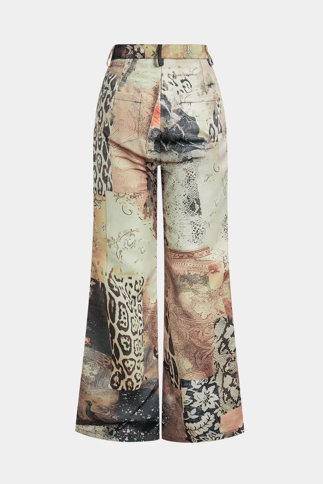 Retro Denim Print Button Wide Leg Pants - Image 2