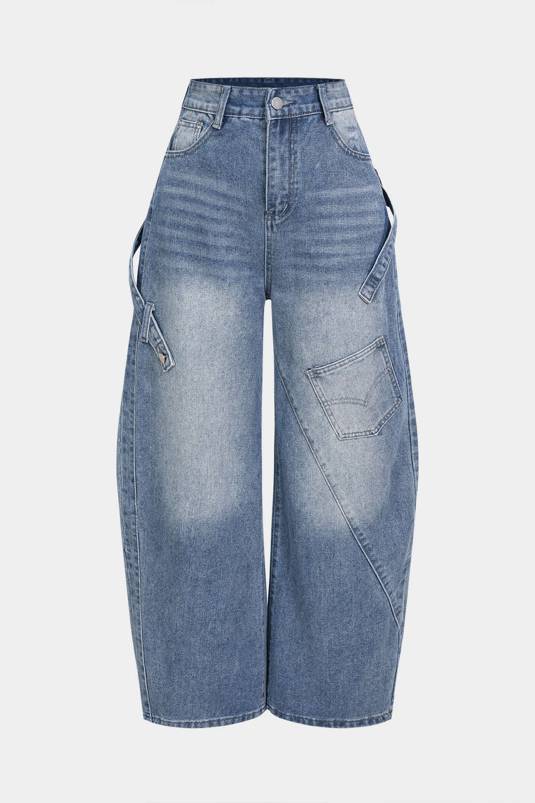 Denim Asymmetrical Pocket Jeans