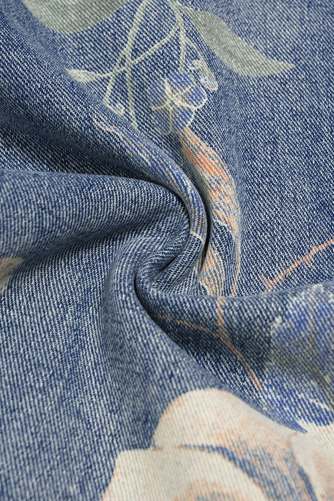 Denim Floral Print High Waist Straight Leg Jeans - Image 4