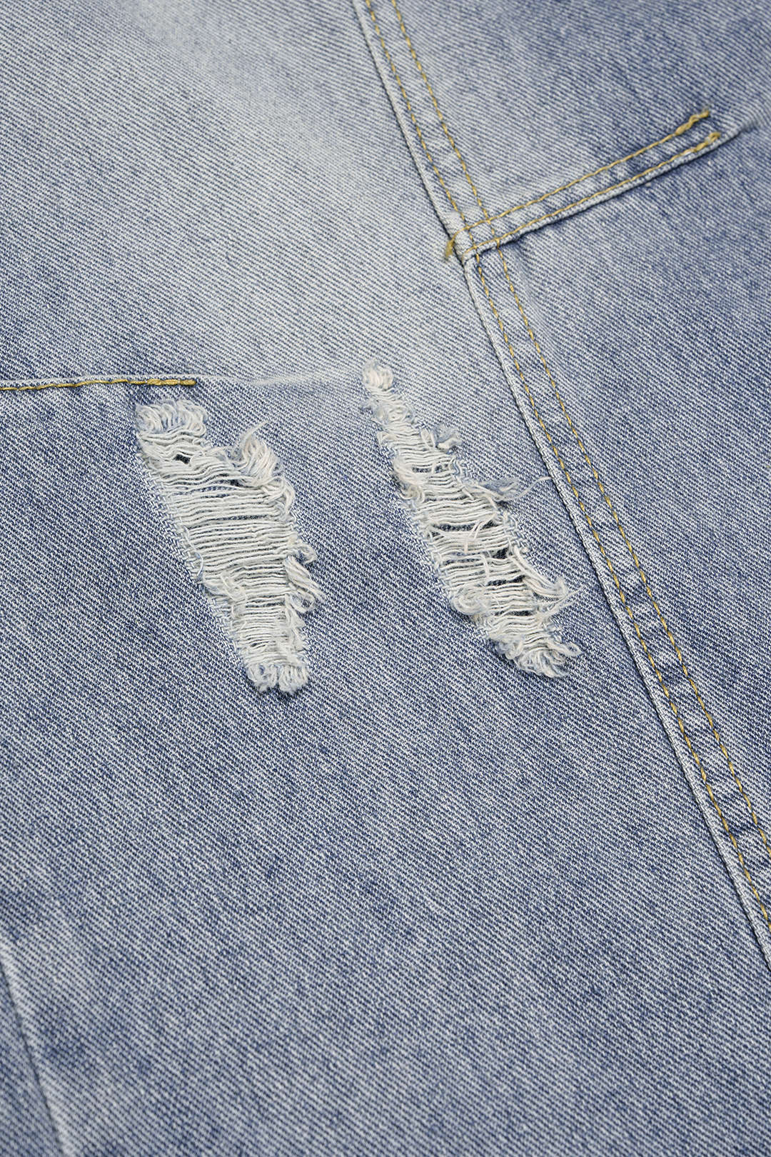 Denim Frayed Pocket Wide Leg Jeans - Image 4