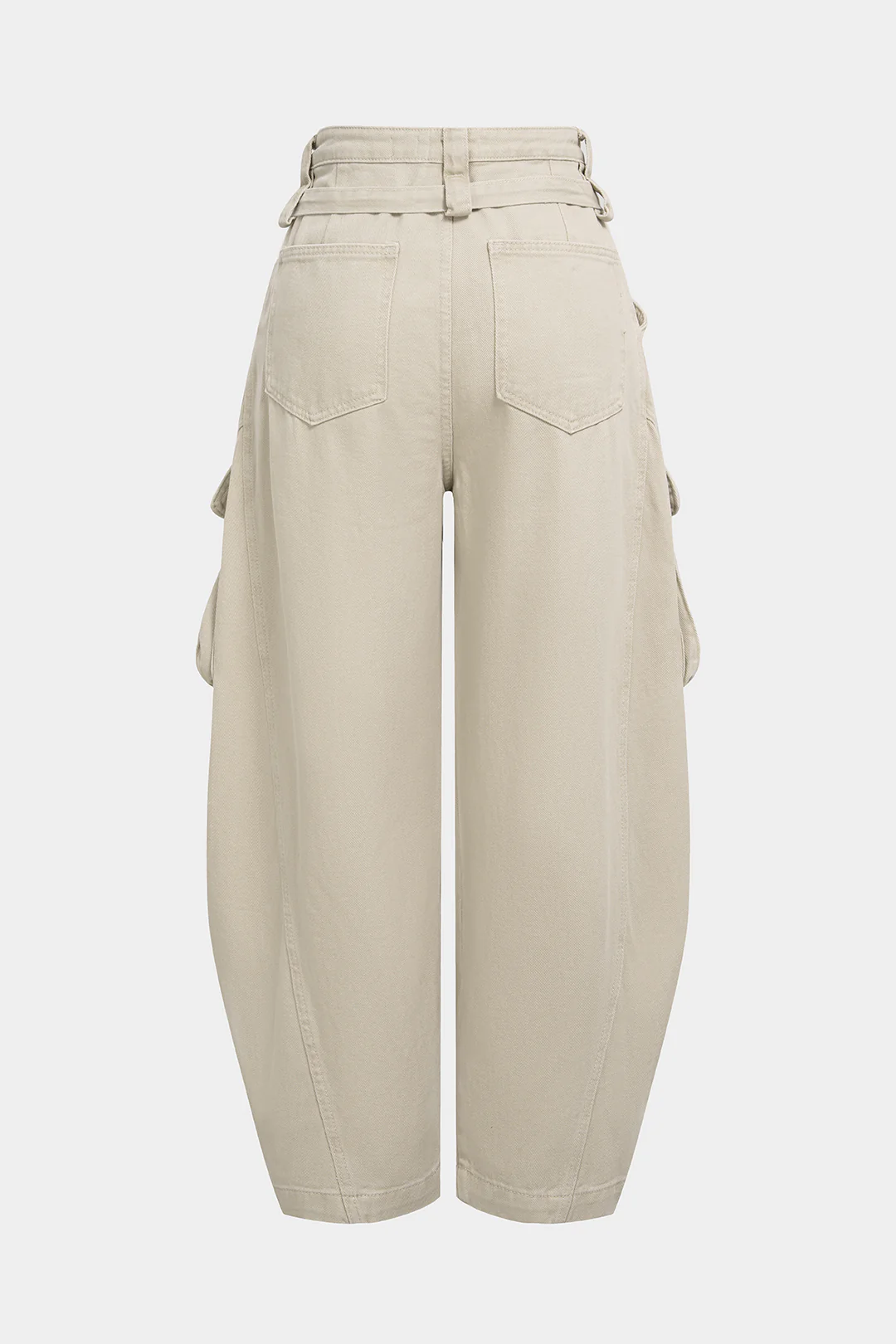 Denim Pocket Belted Wide Leg Jeans - Image 2