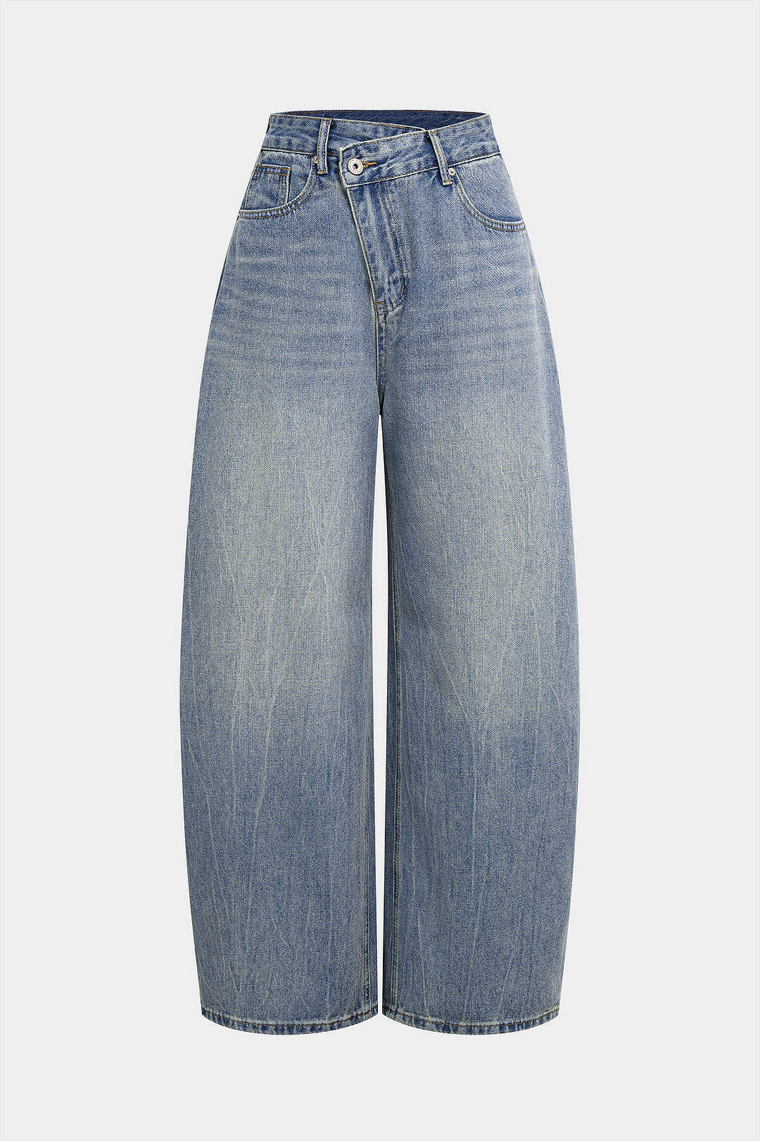 Denim Asymmetrical Wide Leg Jeans