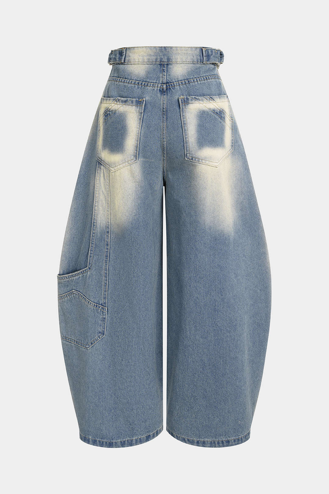 Denim Washed Pocket Wide Leg Jeans - Image 2