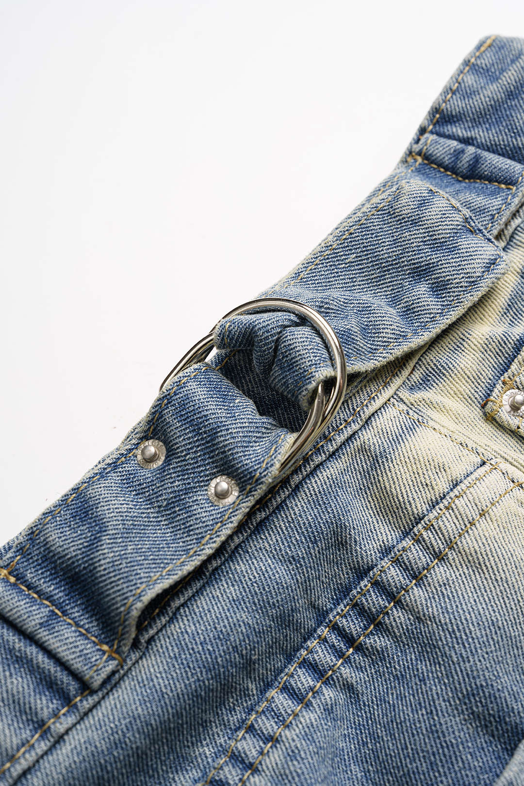 Denim Washed Pocket Wide Leg Jeans - Image 3
