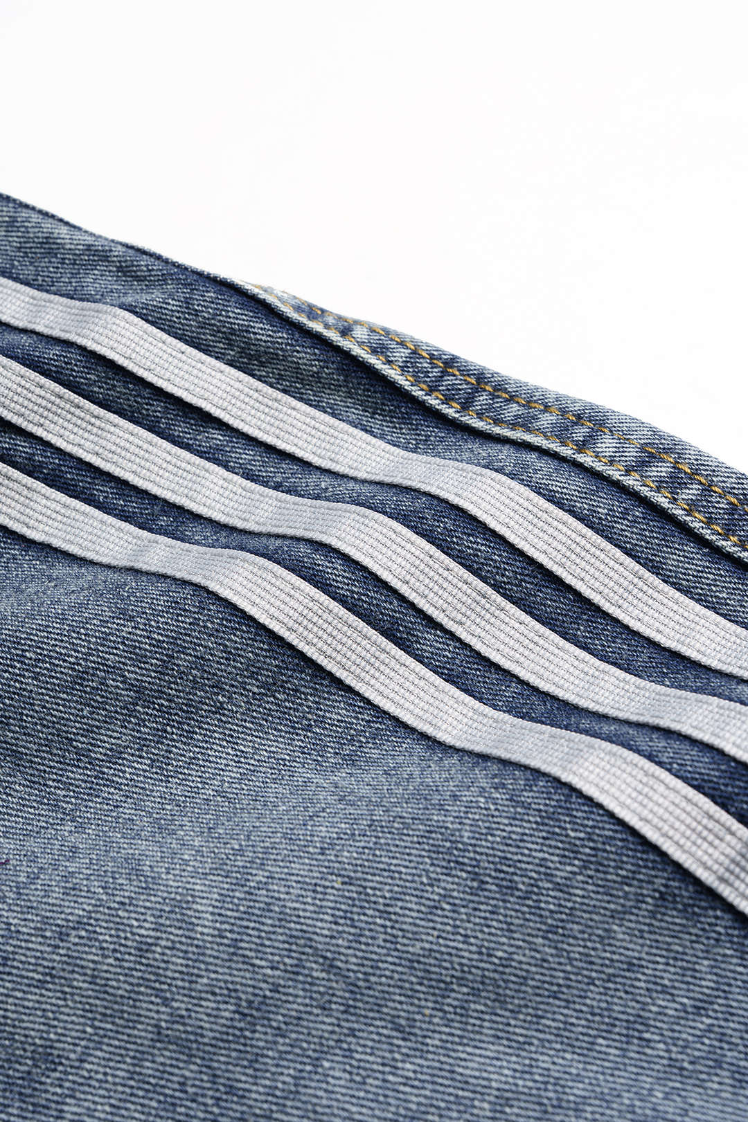 Denim Striped Pocket Wide Leg Jeans - Image 4