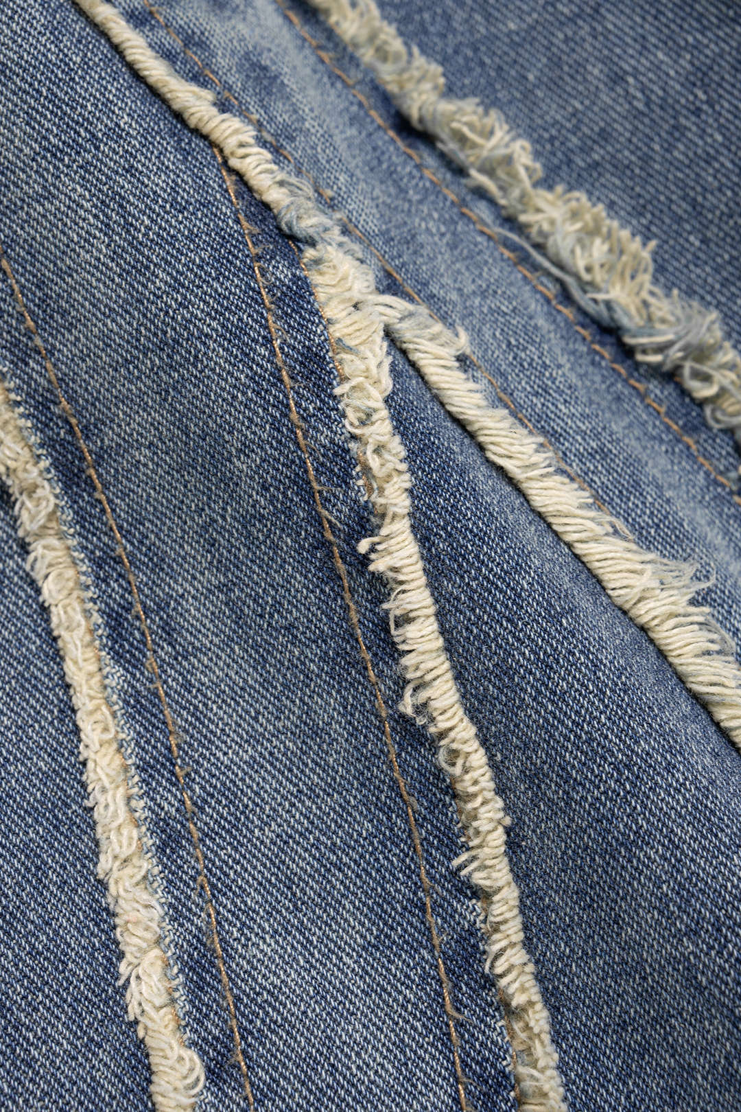 Denim Frayed Wide Leg Jeans - Image 3