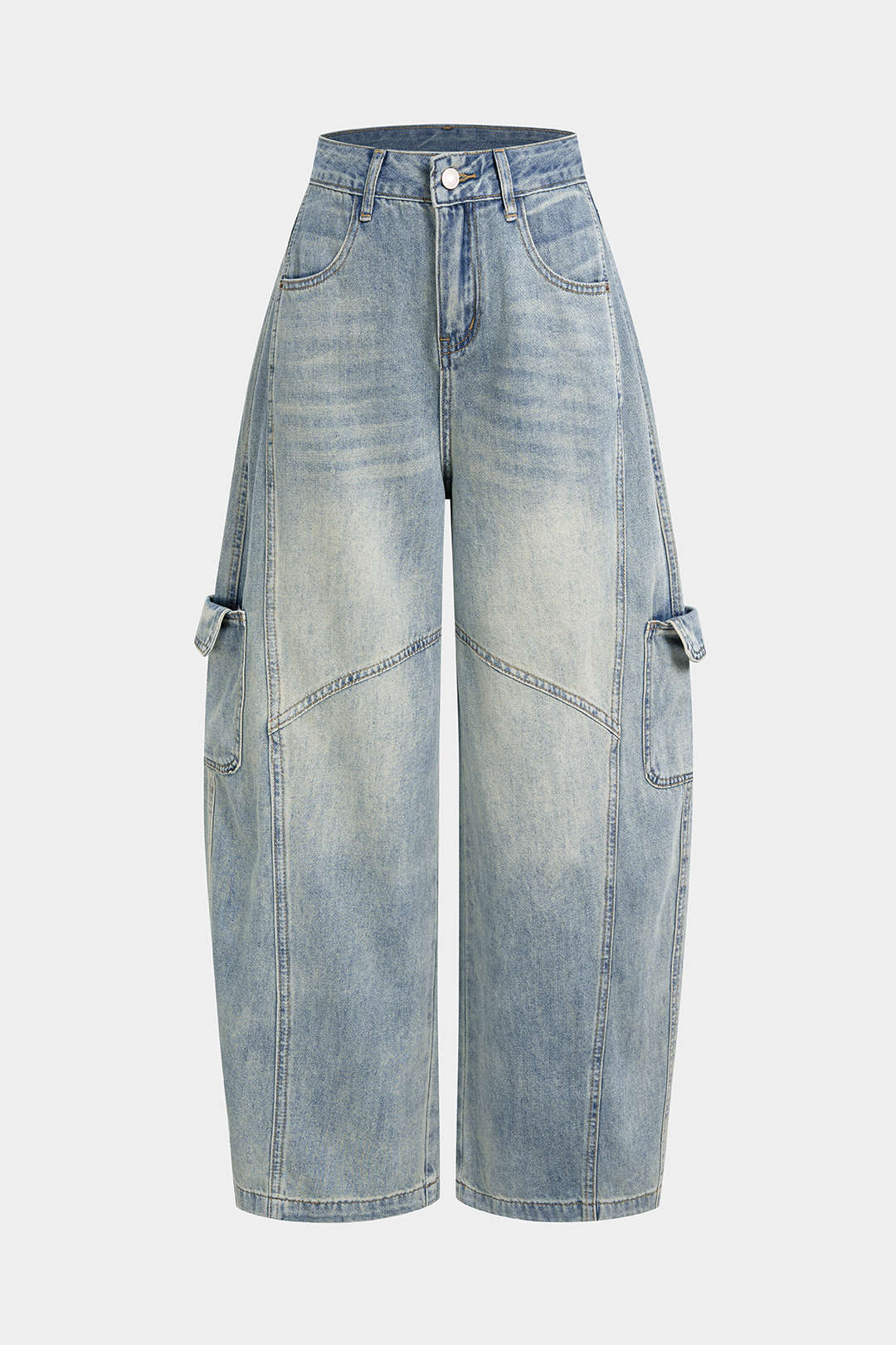 Denim Pocket High Waist Wide Leg Jeans