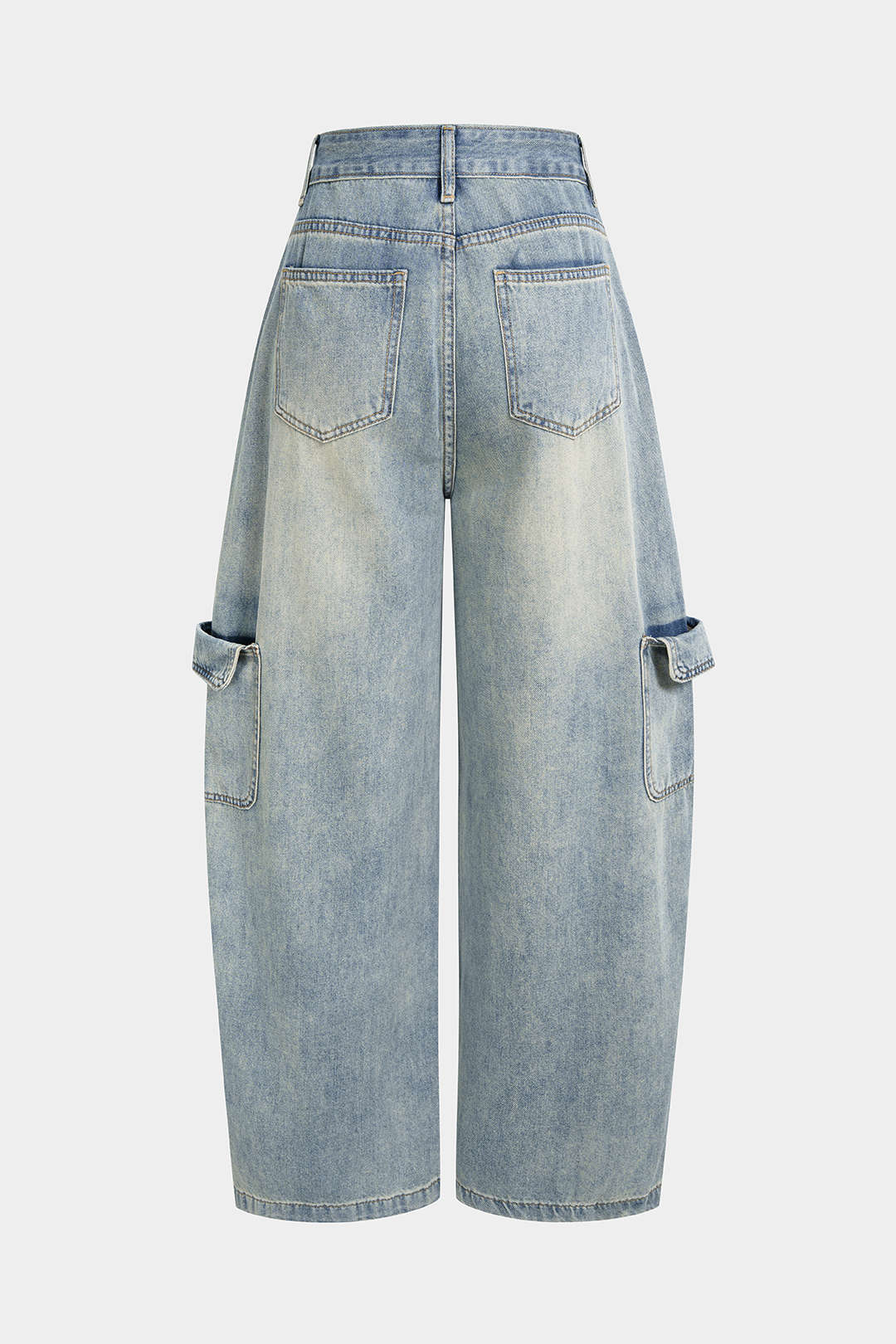 Denim Pocket High Waist Wide Leg Jeans - Image 2