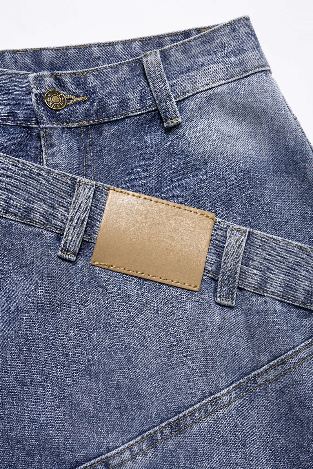 Denim Asymmetrical Straight Leg Jeans - Image 4