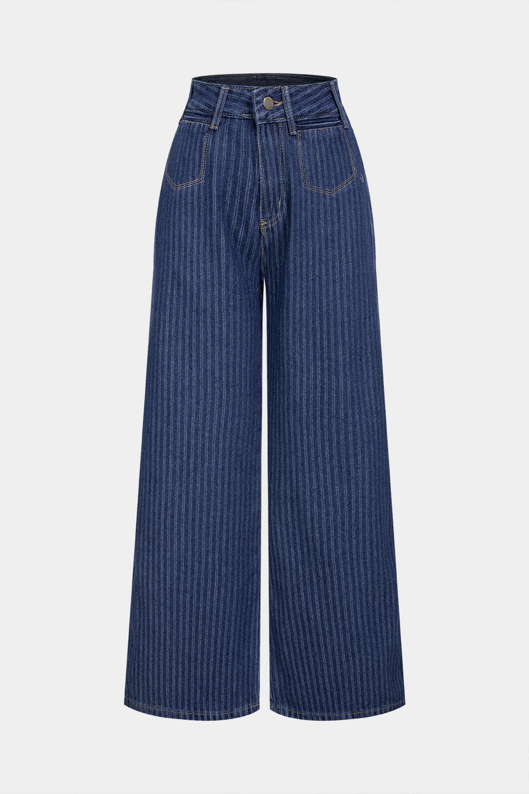 Denim Striped Straight Leg Jeans
