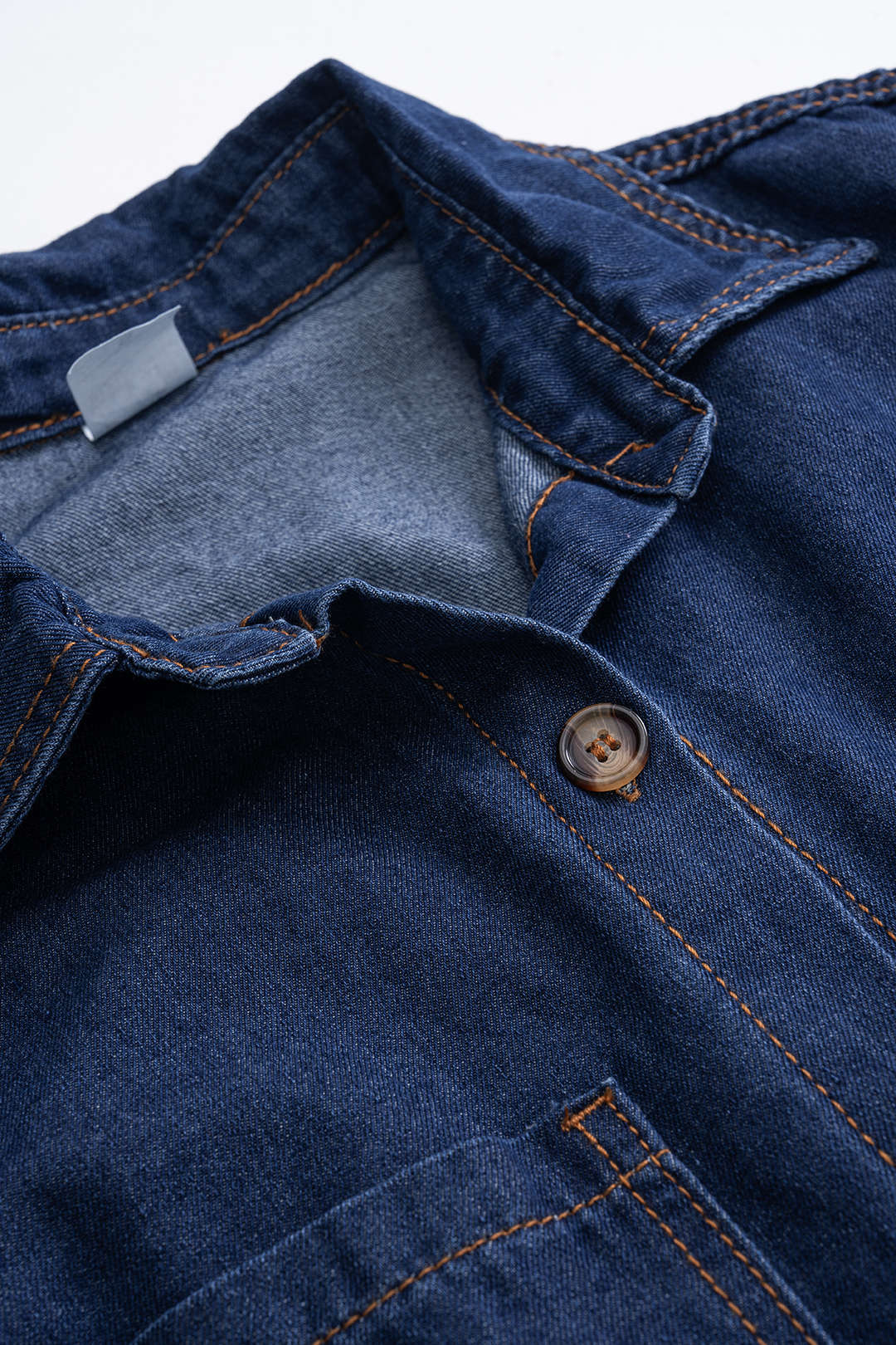 Denim Button Short-Sleeve Shirt And Pocket Shorts Set - Image 7
