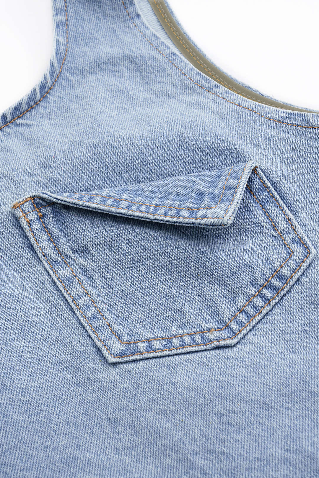 Denim Pocket Tank Top And Drawstring Shorts Set - Image 6