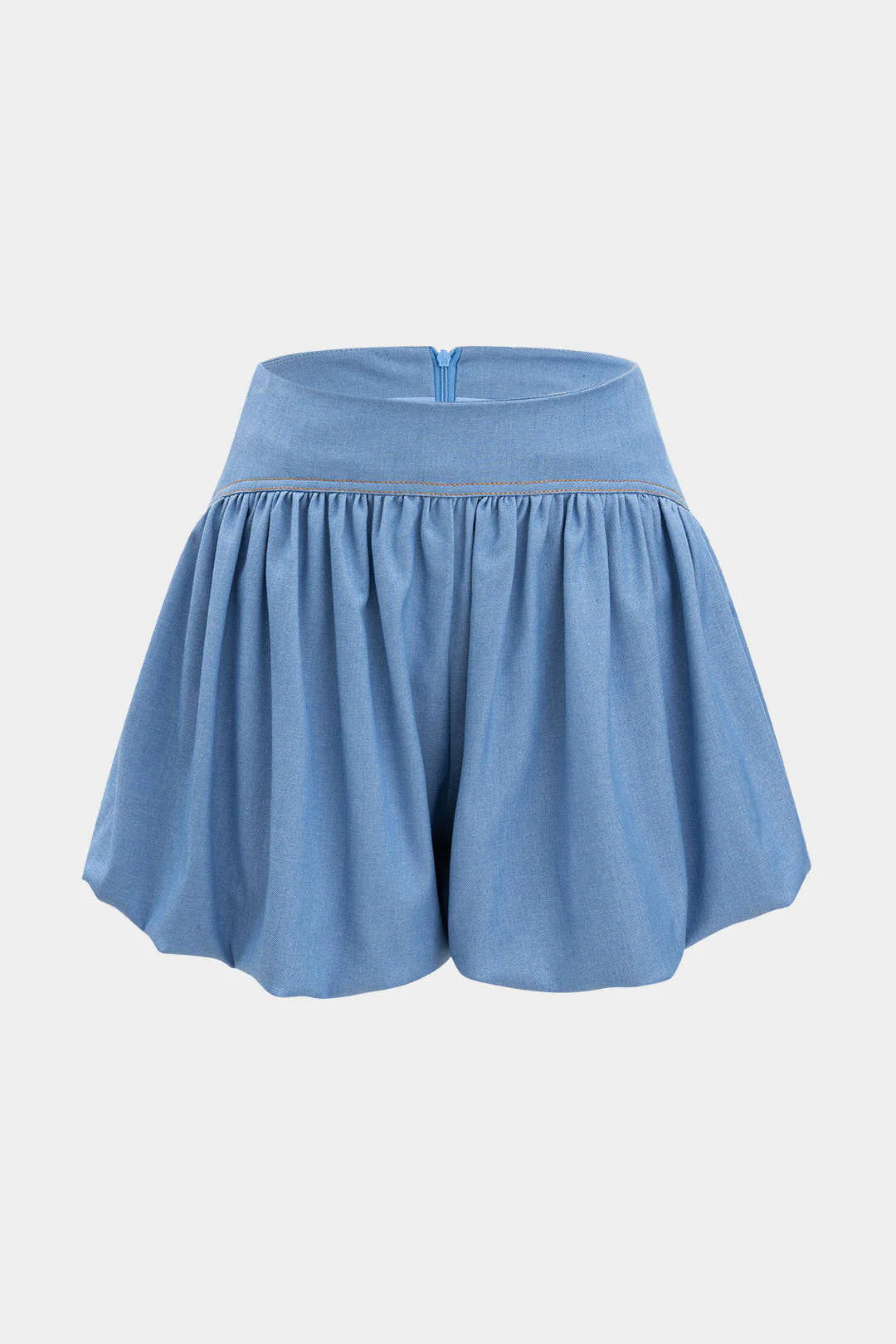 Denim Ruched Tank Top And Zipper Detail Shorts Set - Image 5