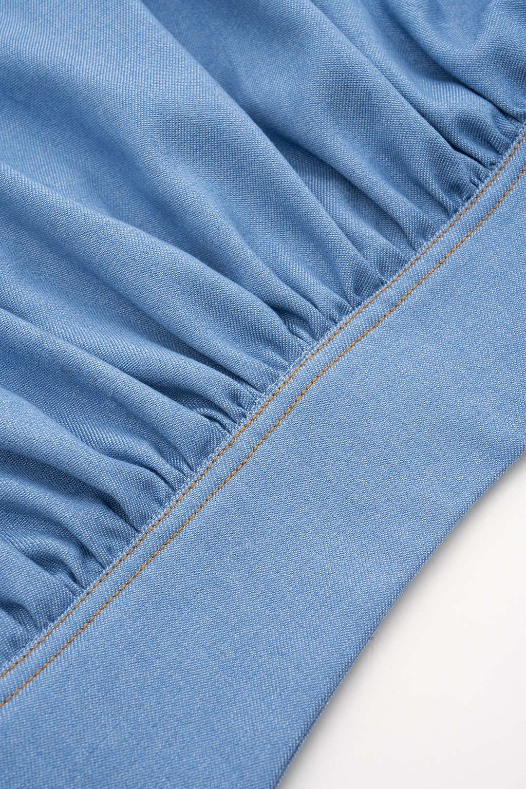 Denim Ruched Tank Top And Zipper Detail Shorts Set - Image 7