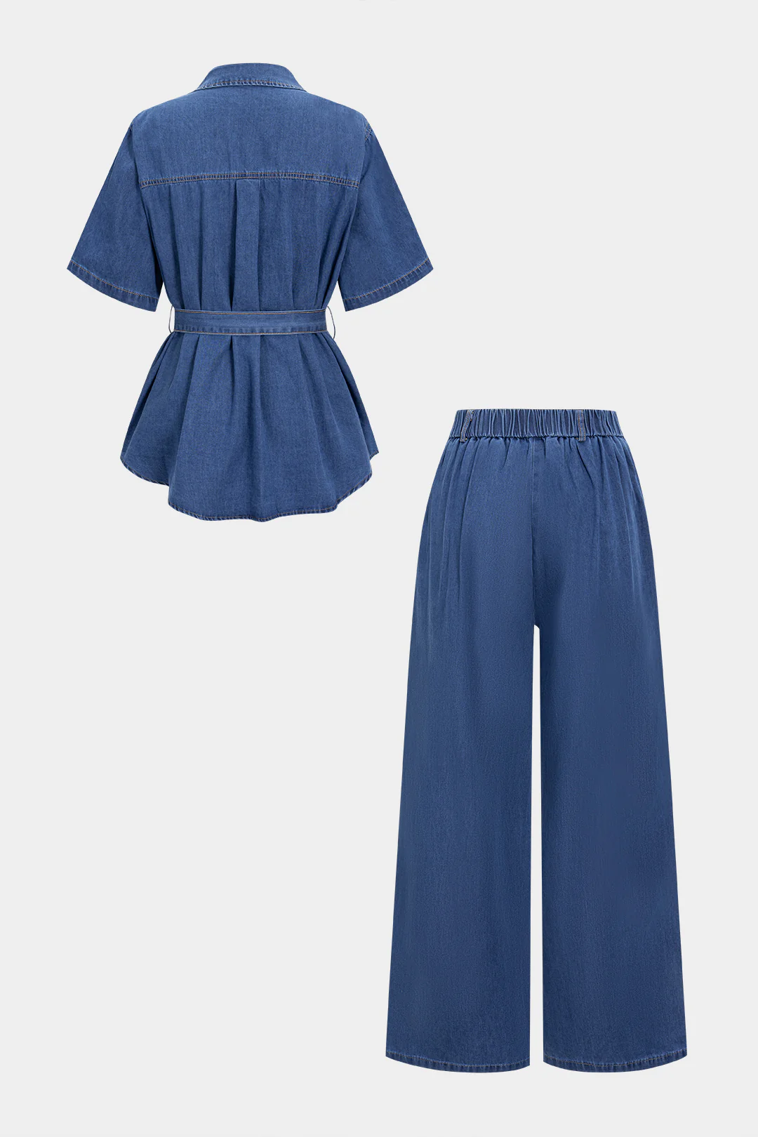 Denim Button Tie Shirt And Jeans Set - Image 3
