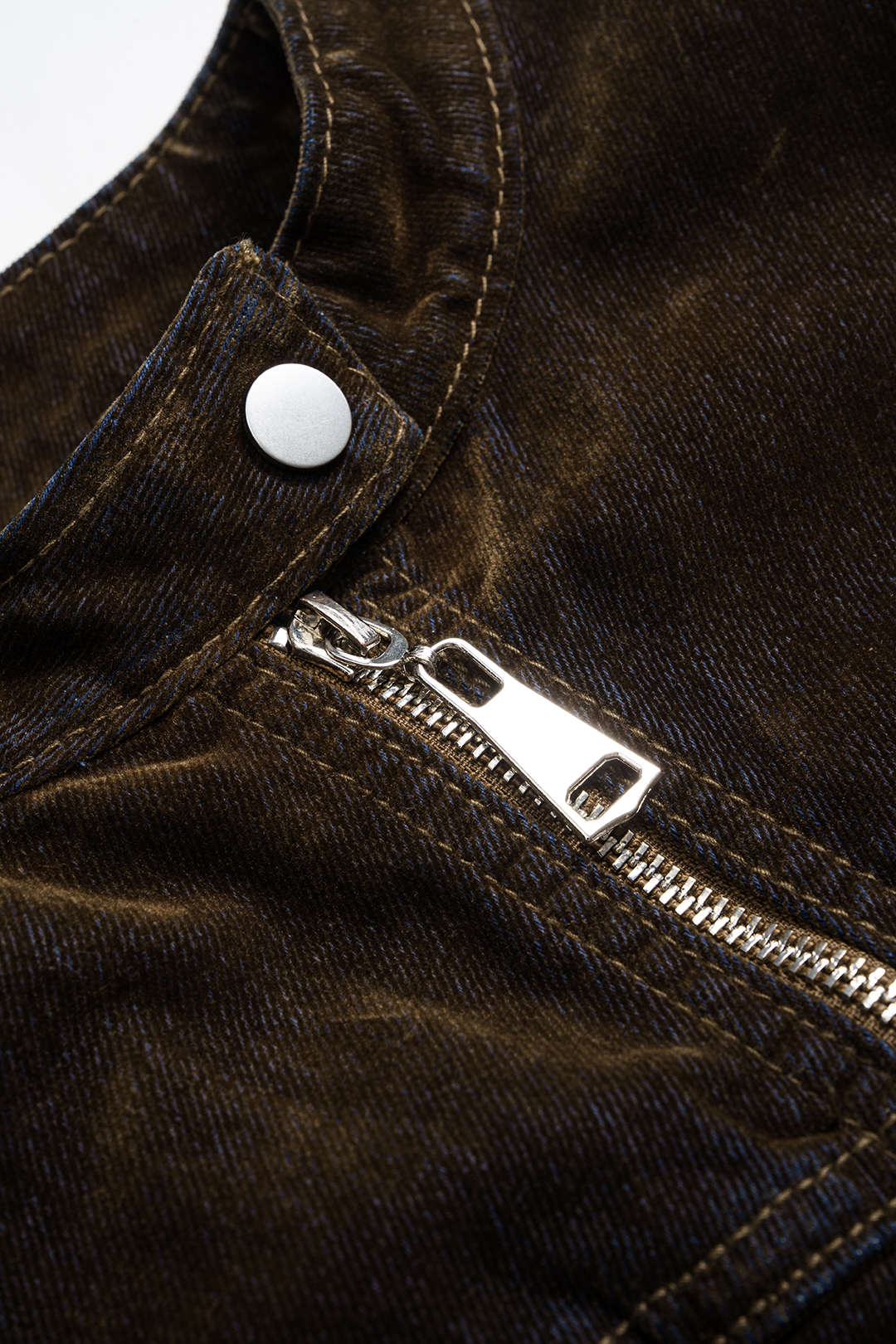 Denim Zipper Long-Sleeve Cropped Jacket And Mini Skirt Suit - Image 5
