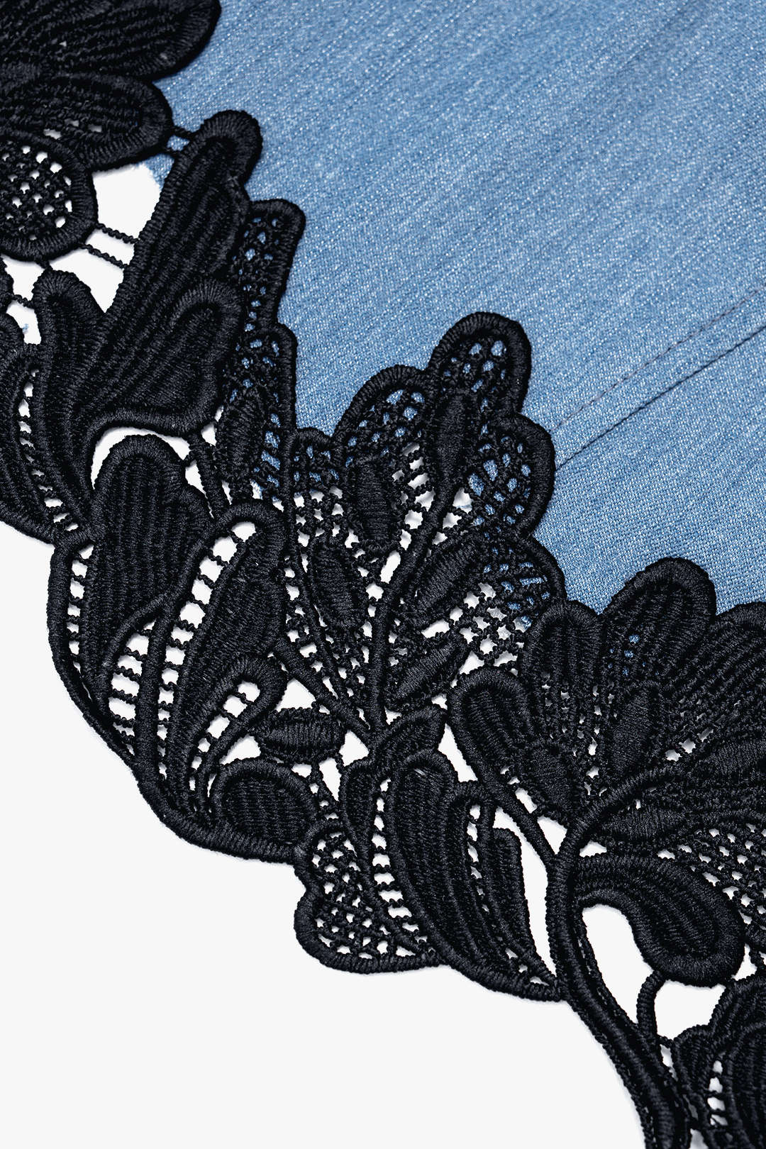 Denim Lace Trim Zipper Cami Top - Image 4