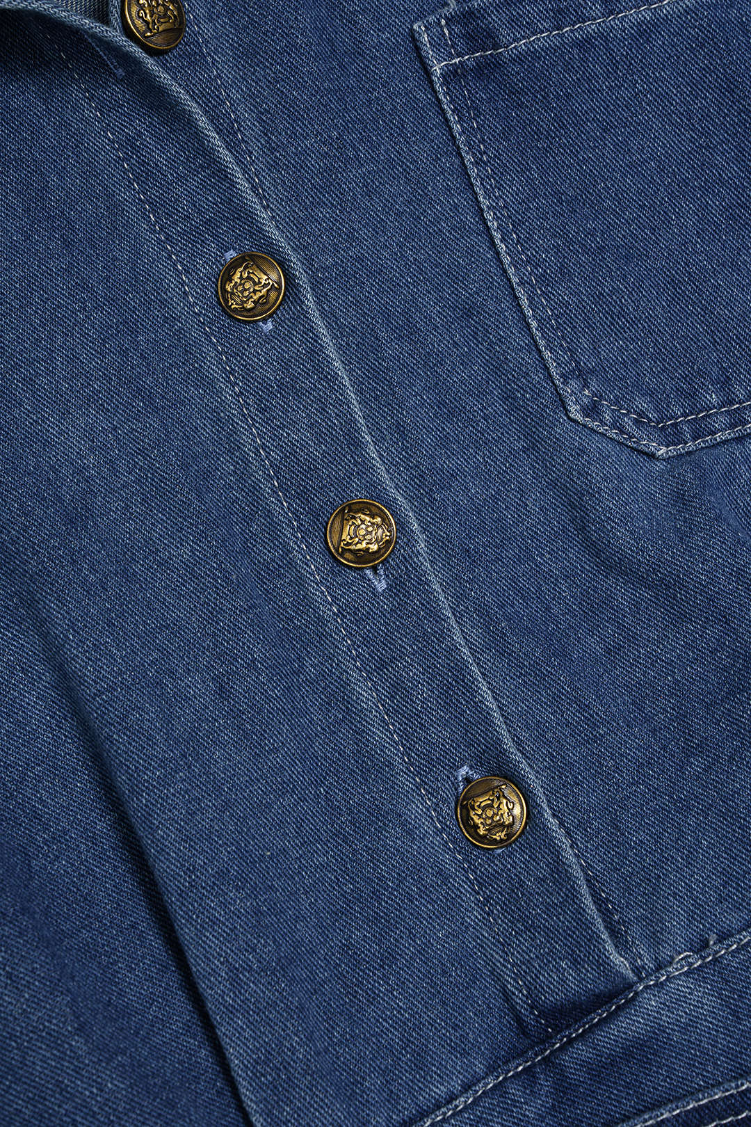 Denim Button Asymmetrical Short Sleeve Dress - Image 3