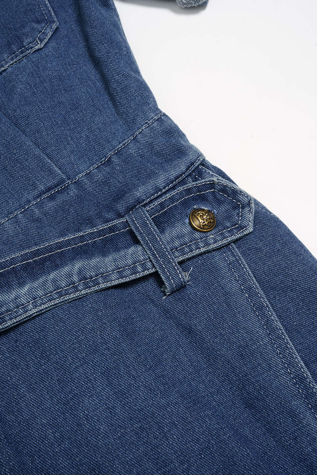 Denim Button Asymmetrical Short Sleeve Dress - Image 5