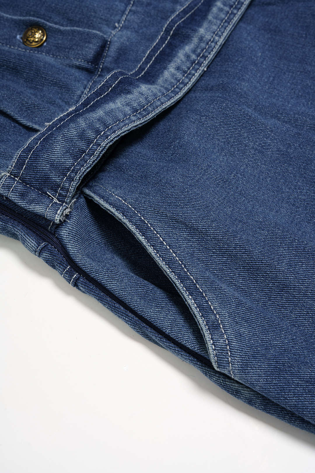 Denim Button Asymmetrical Short Sleeve Dress - Image 6
