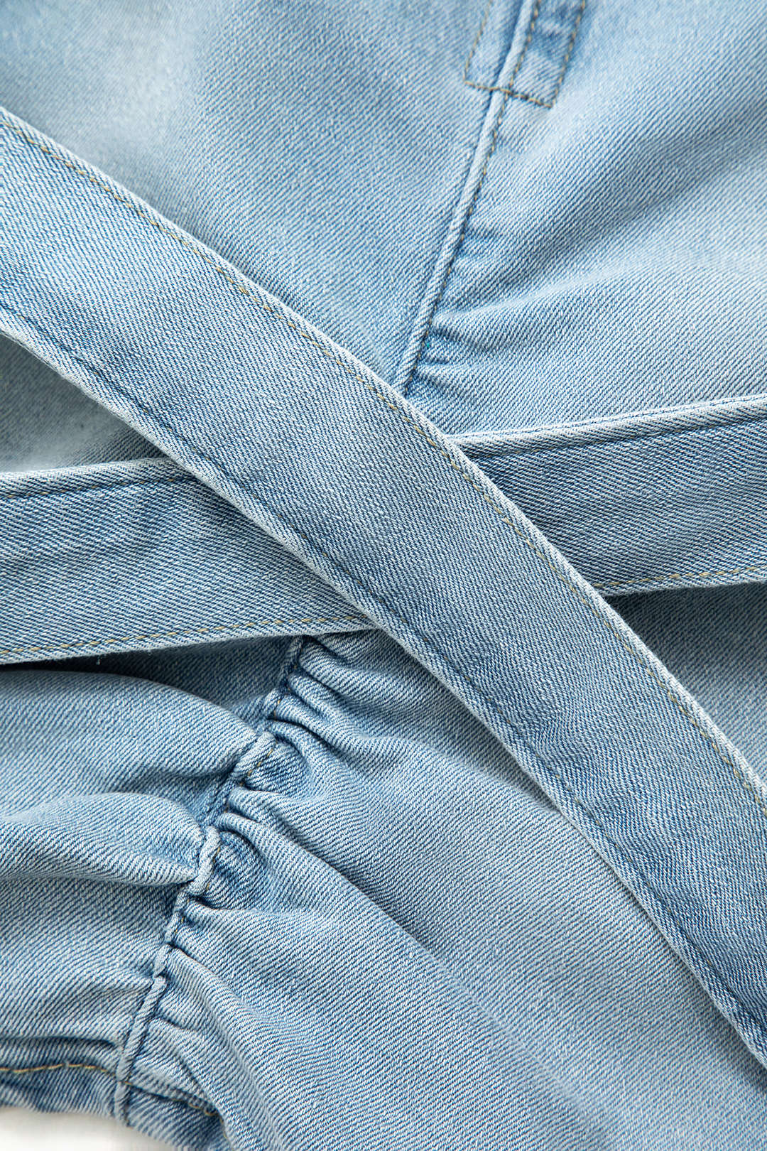 V-waist Buckle Flap Pocket Denim Cargo Skirt - Image 13