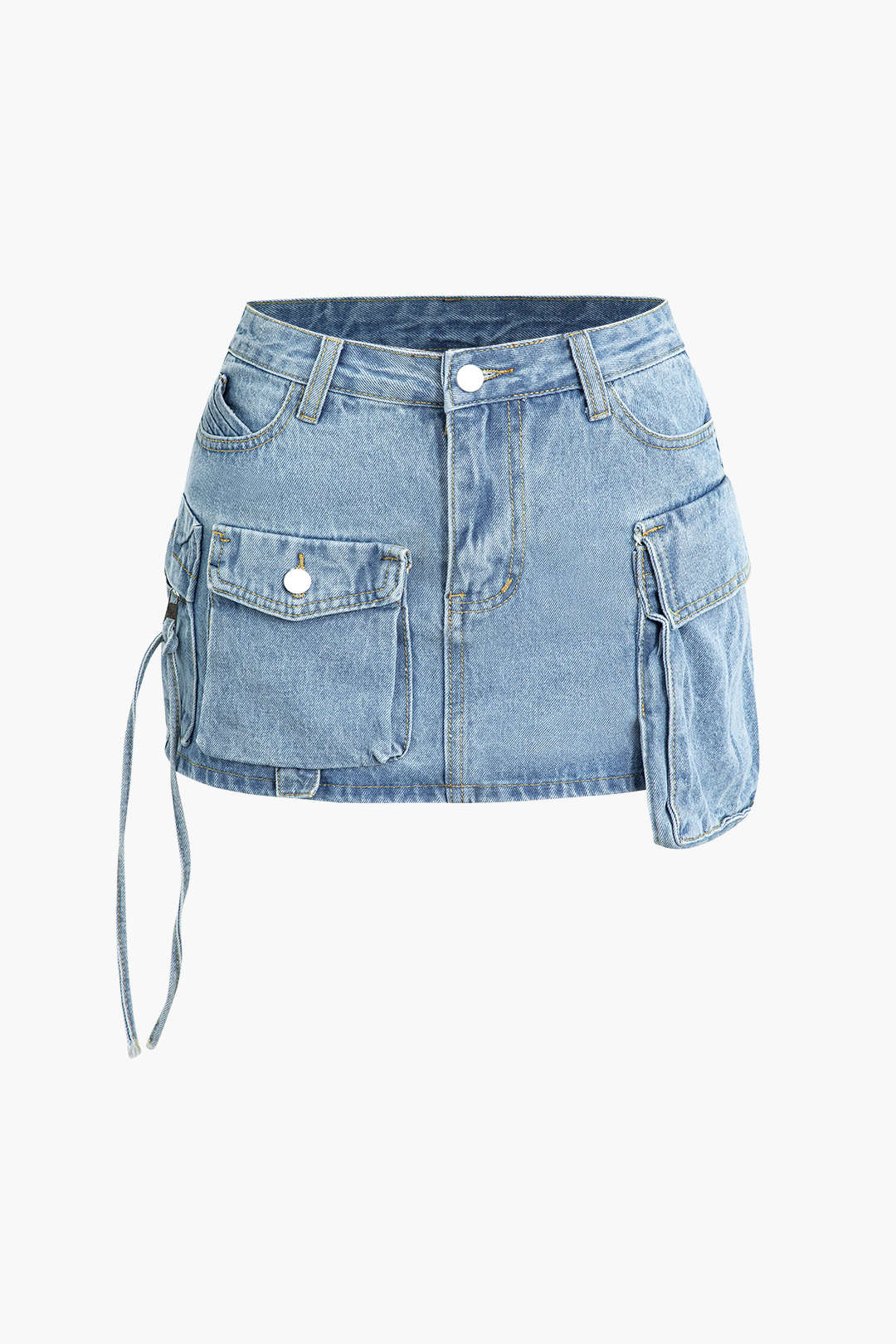 Multi Pocket Denim Mini Cargo Skirt - Image 7