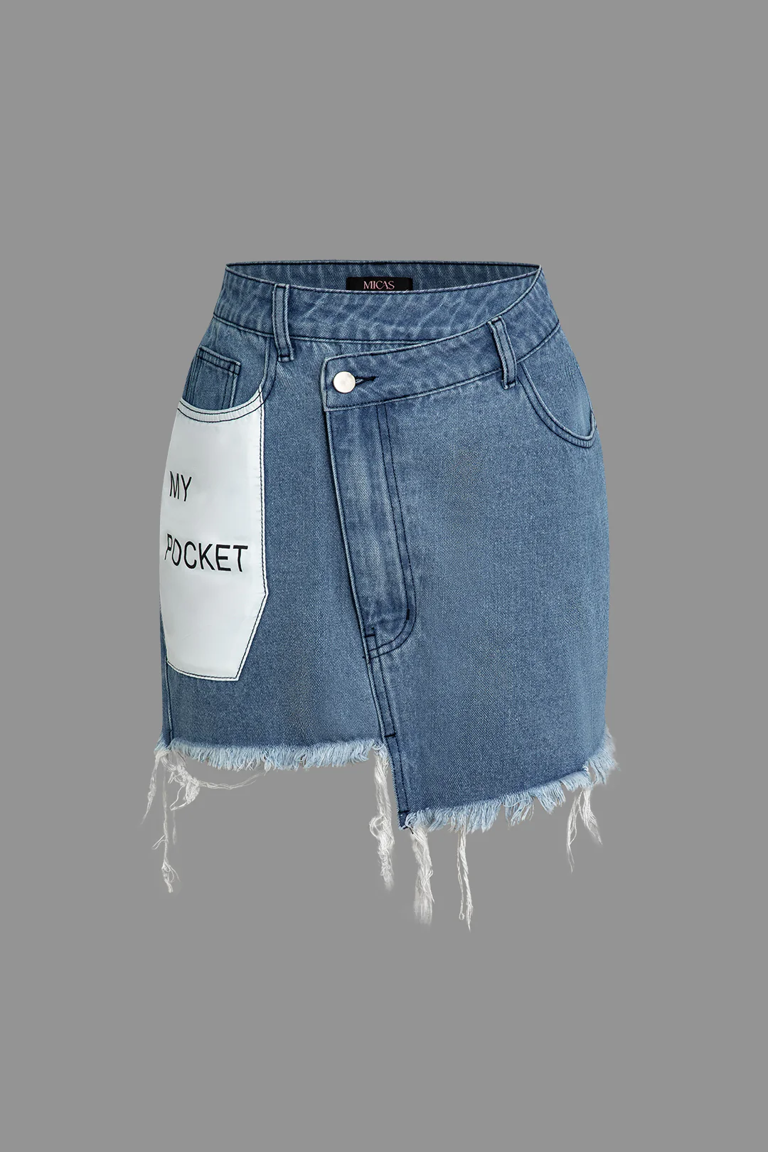 Letter Print Frayed Hem Denim Skirt - Image 10