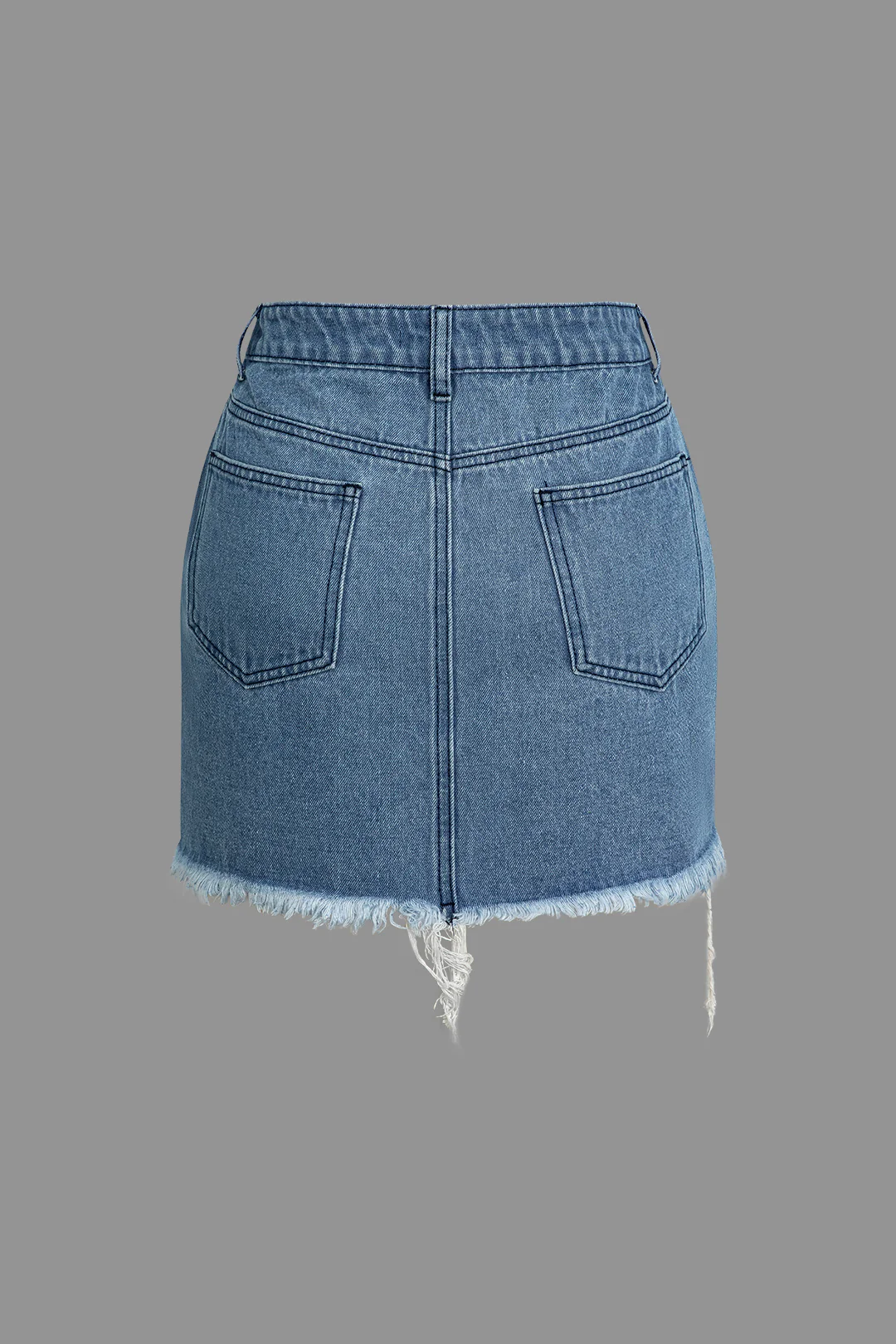 Letter Print Frayed Hem Denim Skirt - Image 11
