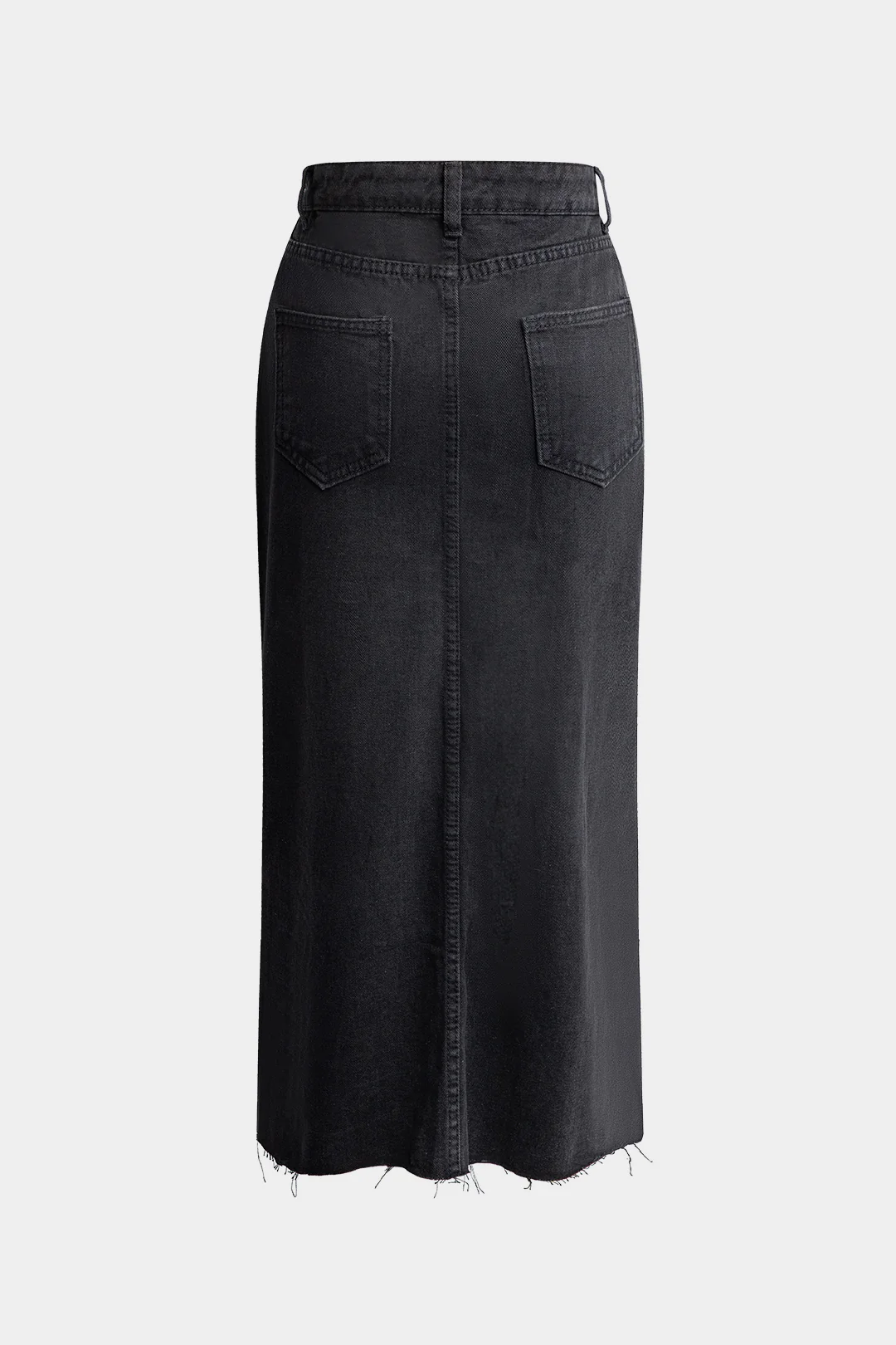 Wrap Split Denim Midi Skirt - Image 3