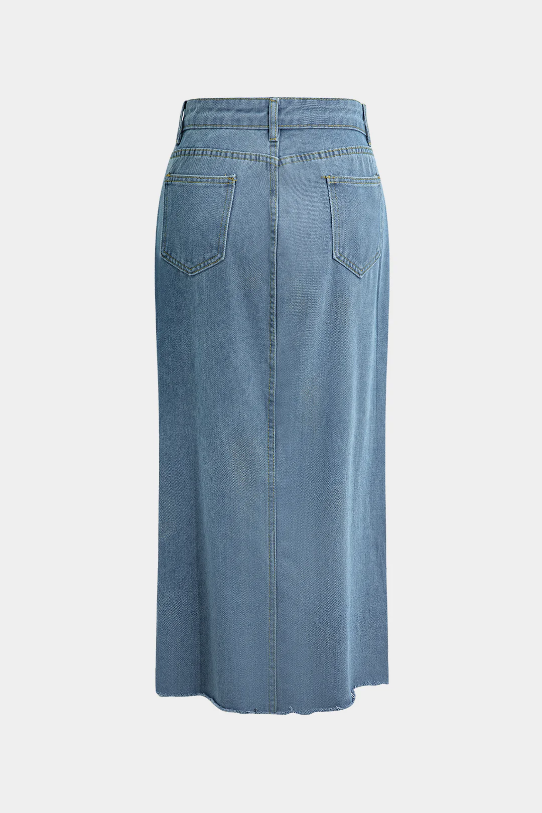 Wrap Split Denim Midi Skirt - Image 6