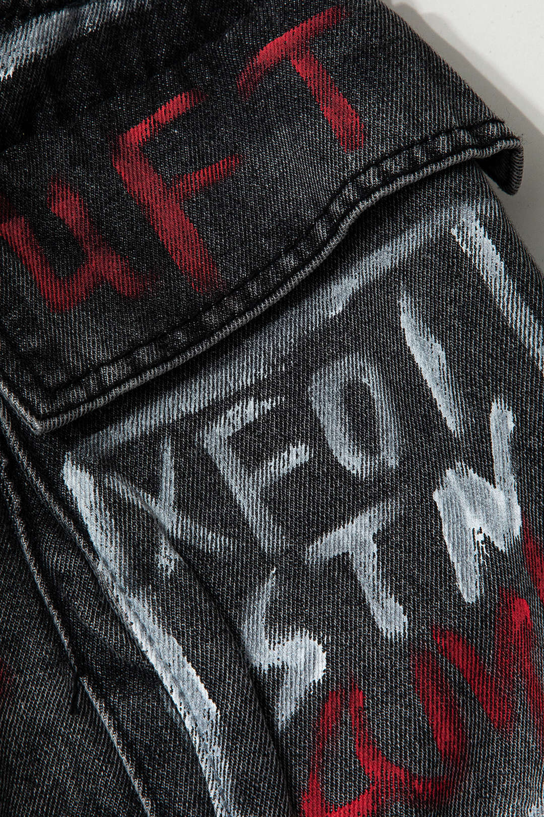Graffiti Flap Pocket Denim Mini Skirt - Image 5