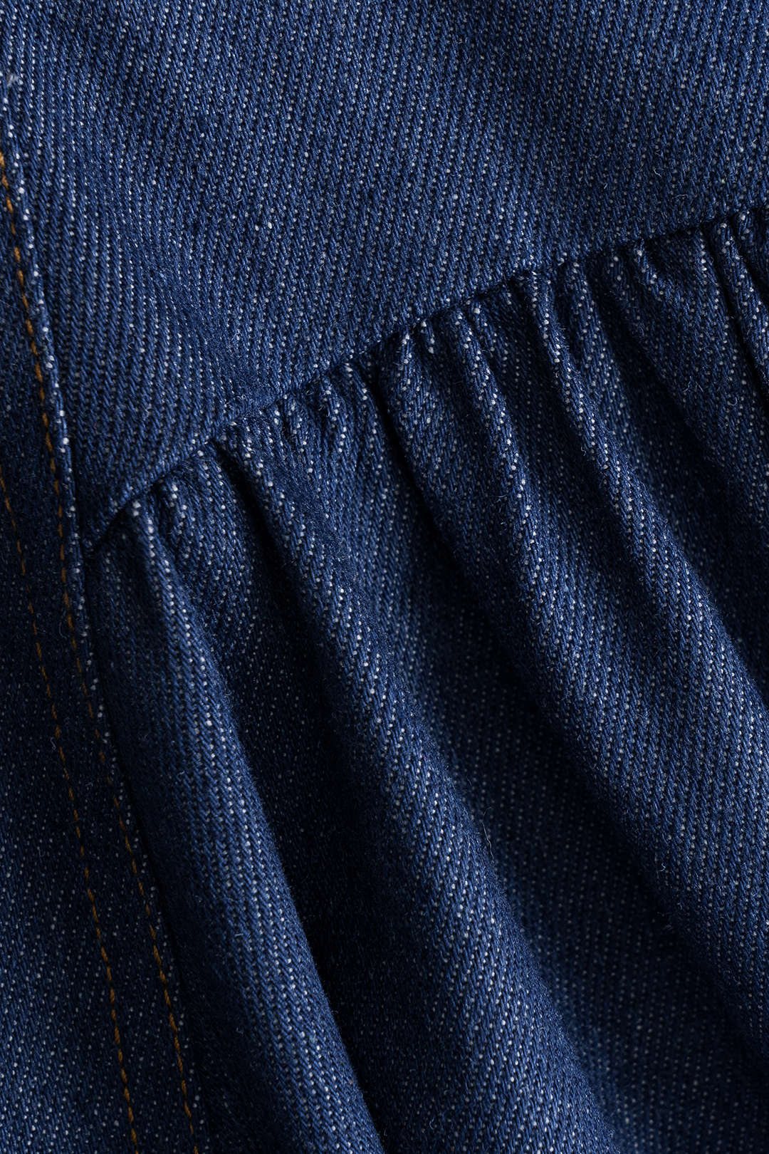 Denim Ruched Button High Waist Skirt - Image 4