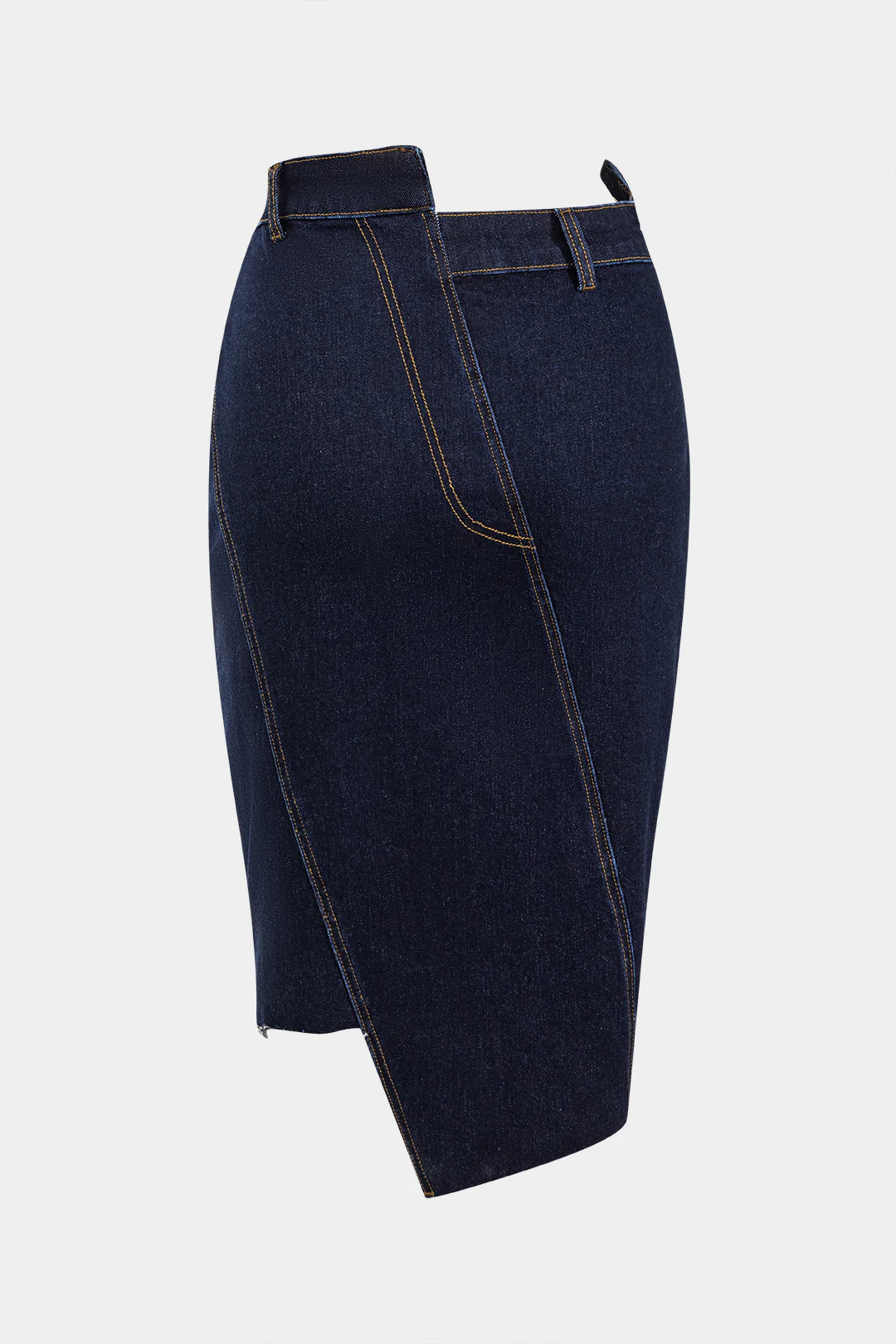 Denim Asymmetry Button Skirt - Image 2