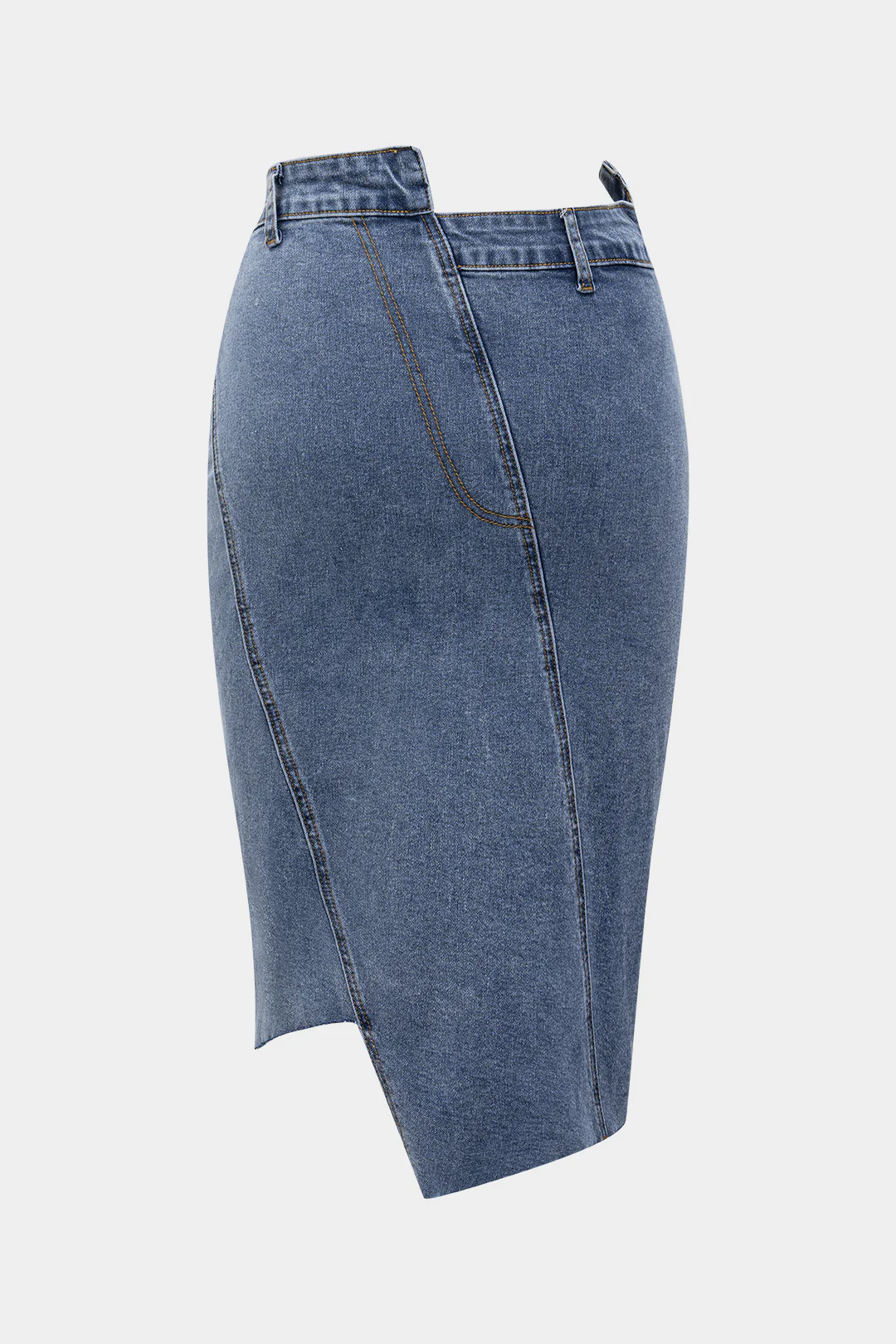 Denim Asymmetry Button Skirt - Image 7