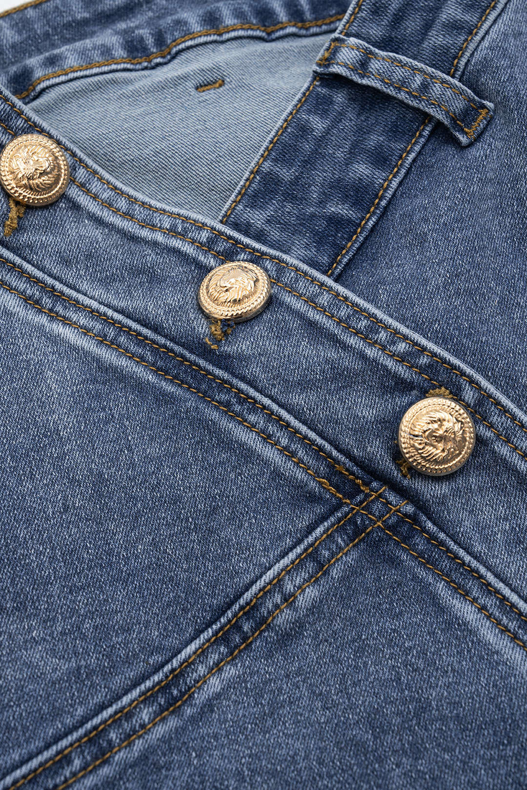 Denim Asymmetry Button Skirt - Image 8