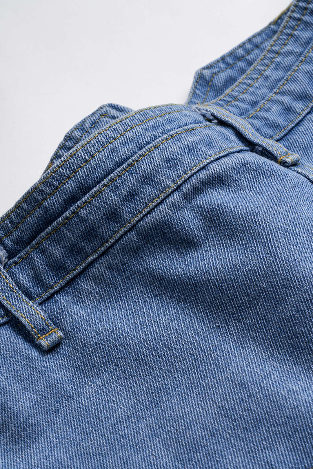 Denim Mesh Patchwork Belted Button Pocket Skirt - Image 5