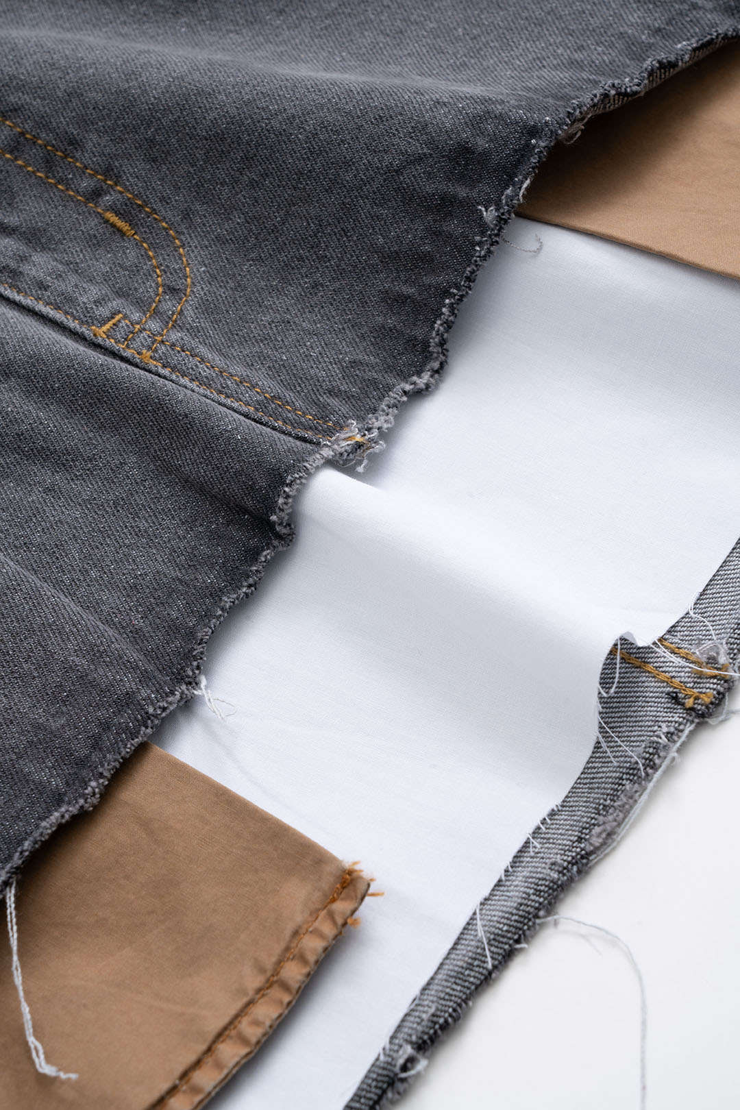Denim Patchwork Mini Skirt - Image 10