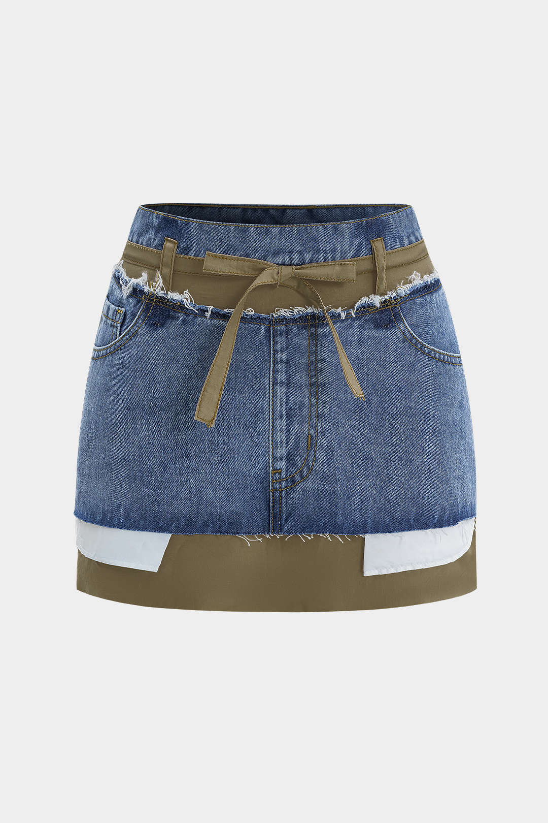 Denim Patchwork Mini Skirt - Image 6