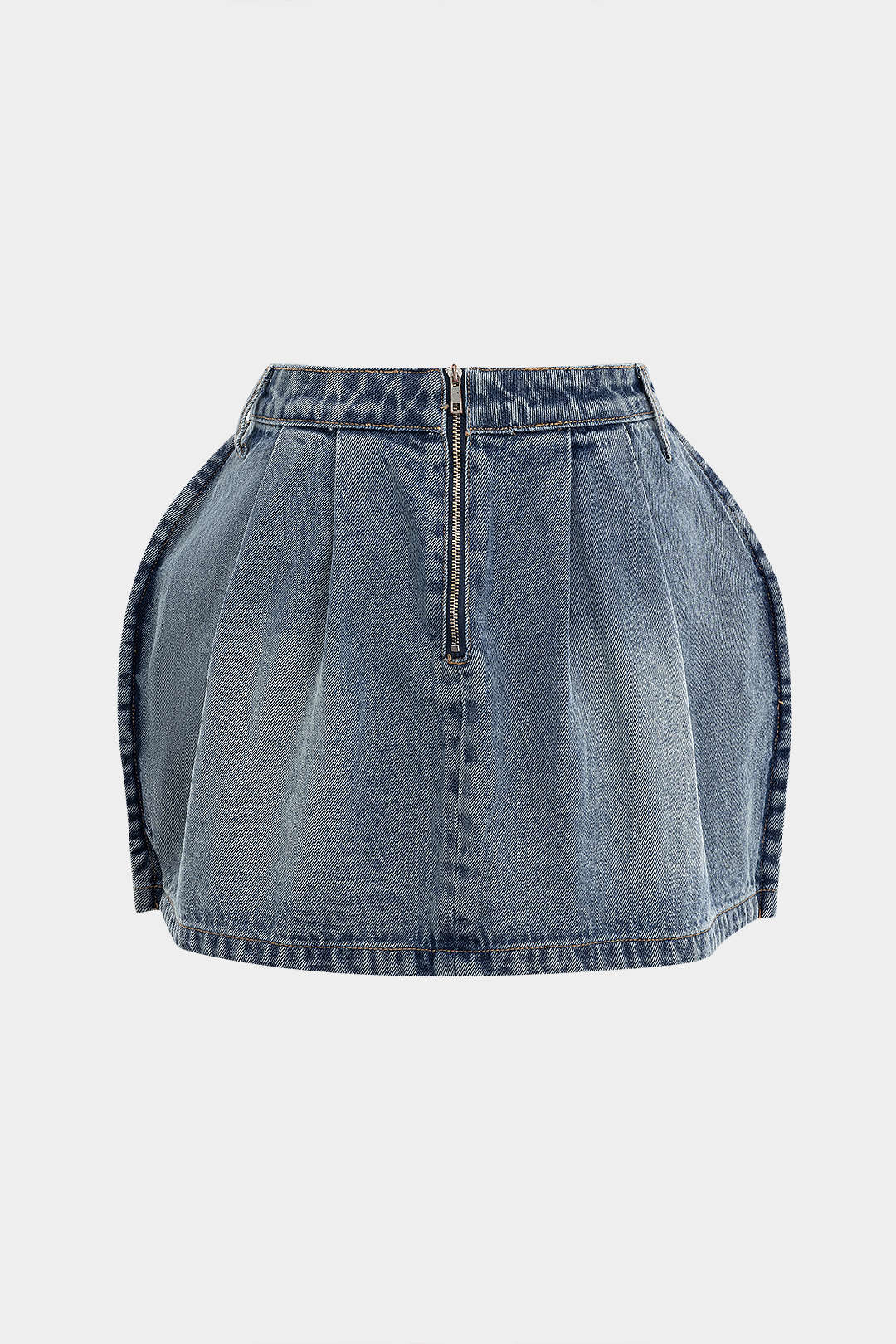Denim Puff Hem Mini Skirt - Image 2