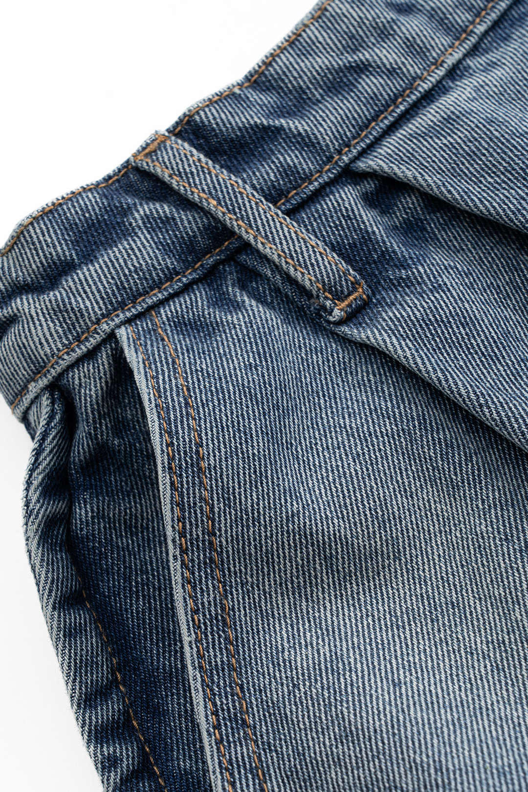Denim Puff Hem Mini Skirt - Image 4