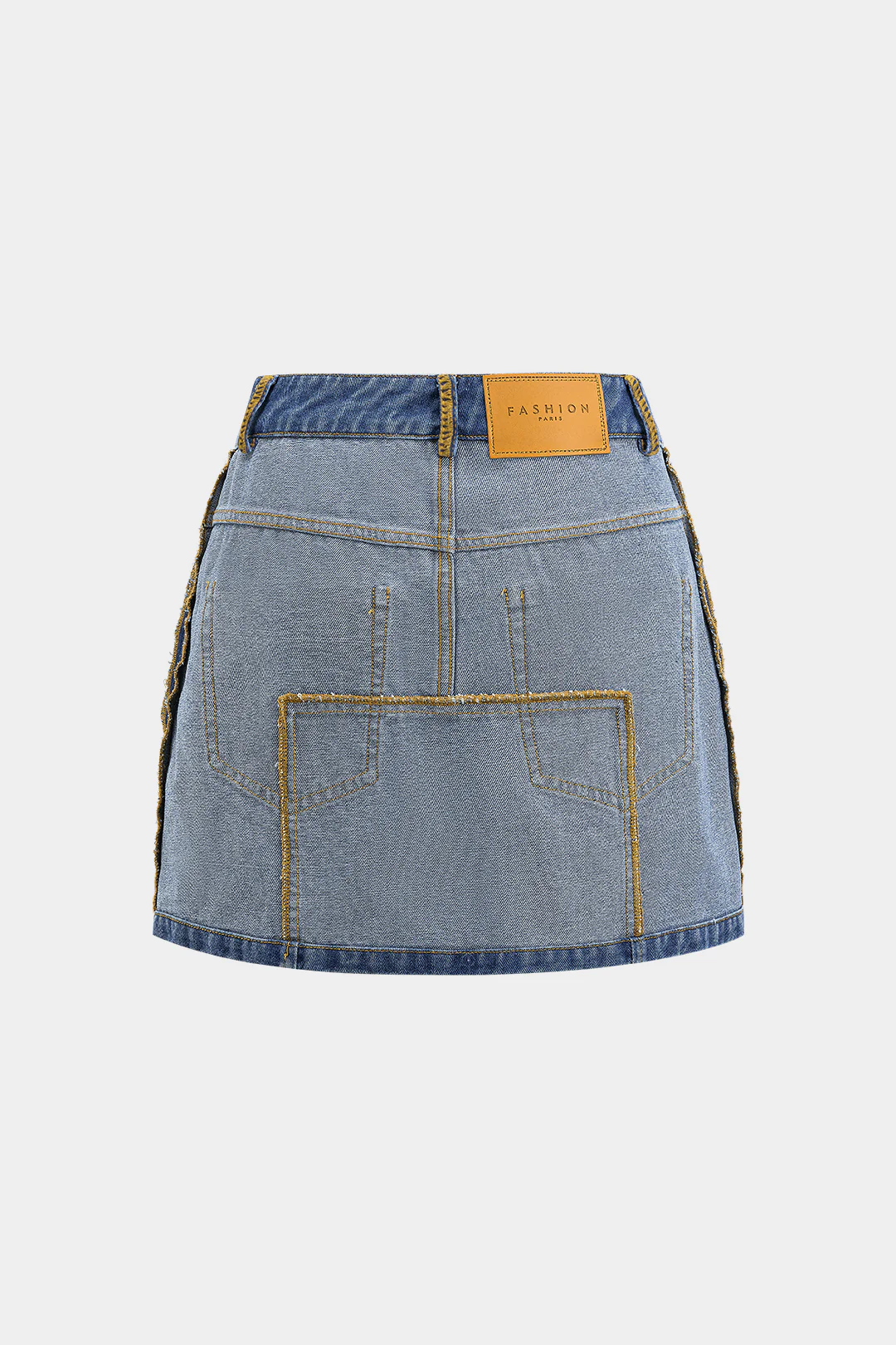 Reversible Letter Print Pocket Denim Mini Skirt - Image 2