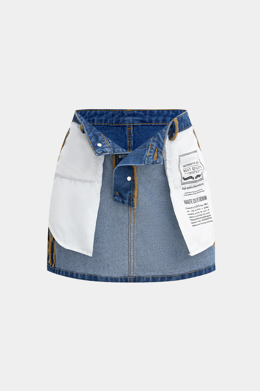 Reversible Letter Print Pocket Denim Mini Skirt - Image 3