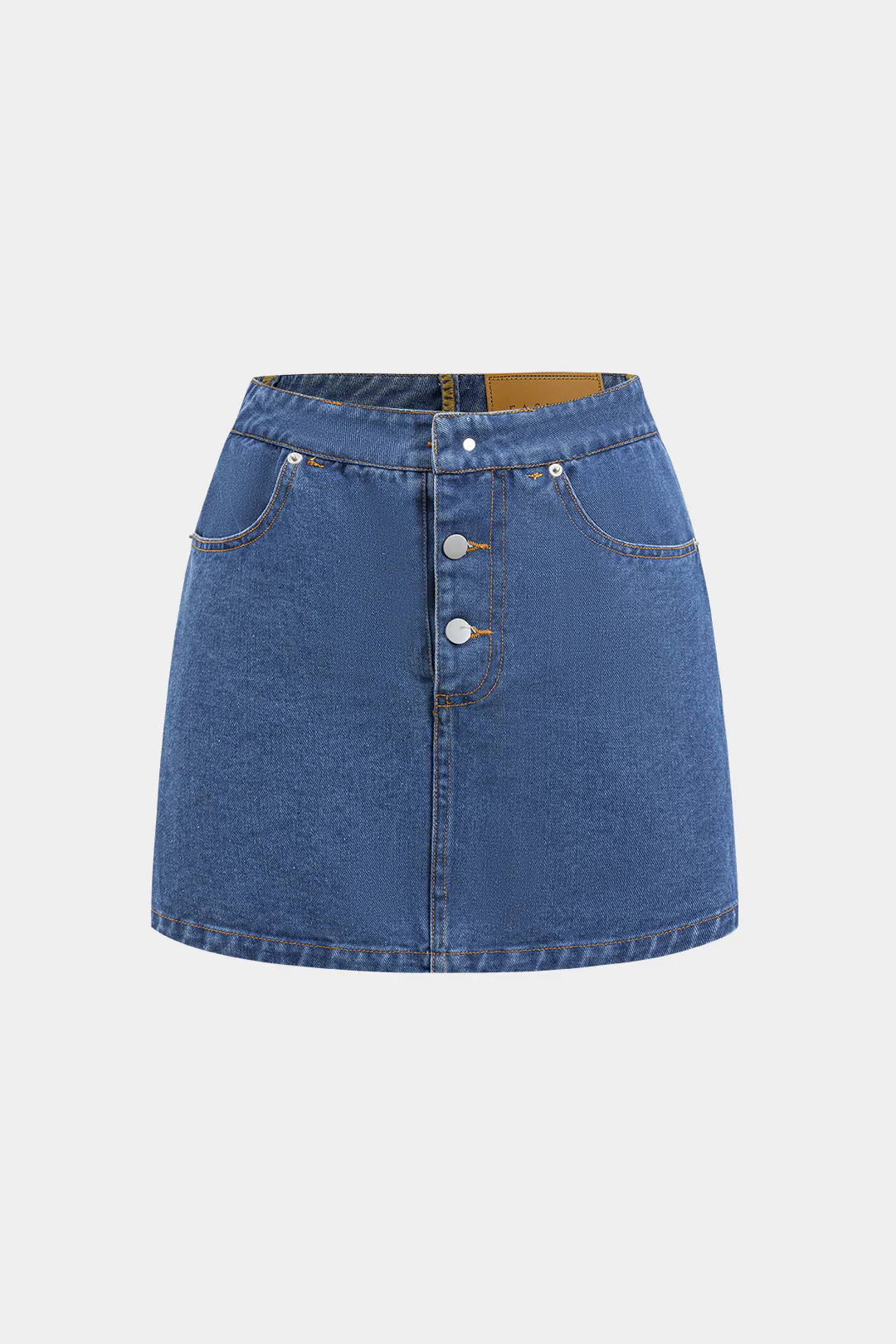 Reversible Letter Print Pocket Denim Mini Skirt - Image 4