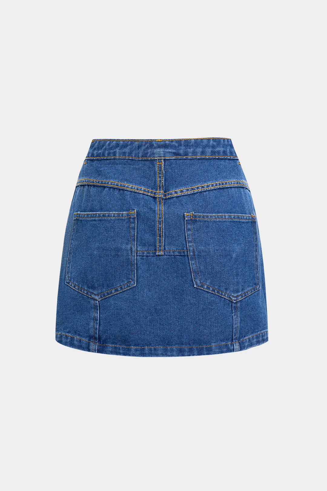 Reversible Letter Print Pocket Denim Mini Skirt - Image 5