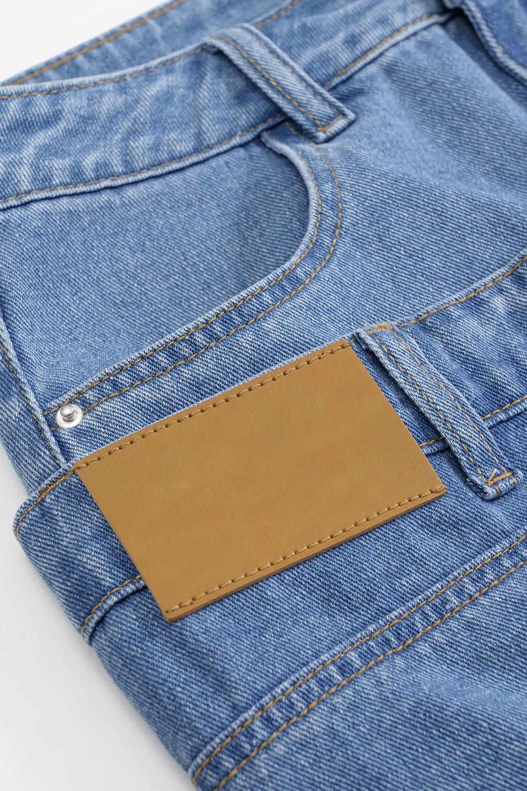 Denim Asymmetrical Pocket Button Skirt - Image 4