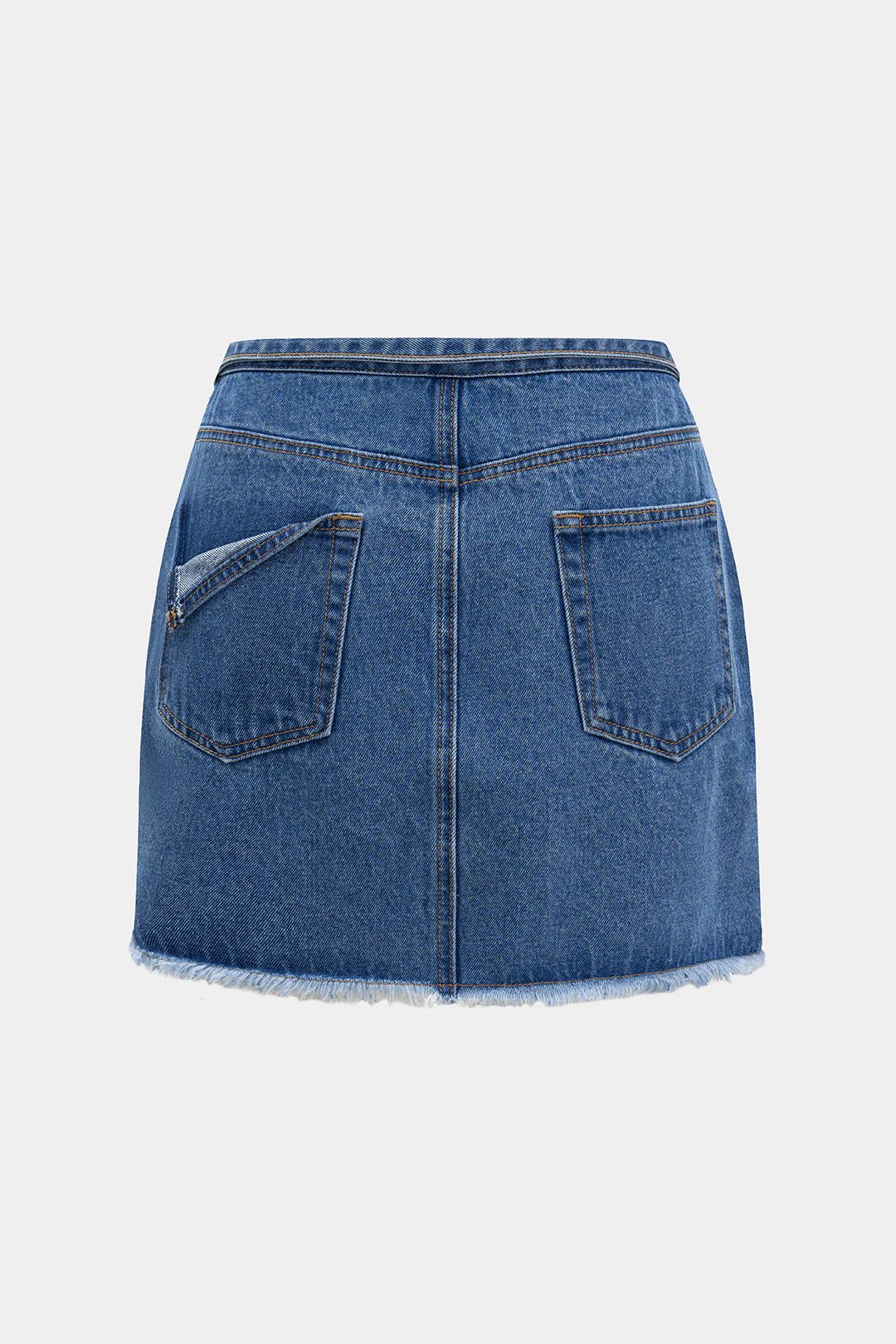Denim Frayed Pocket Skirt - Image 2