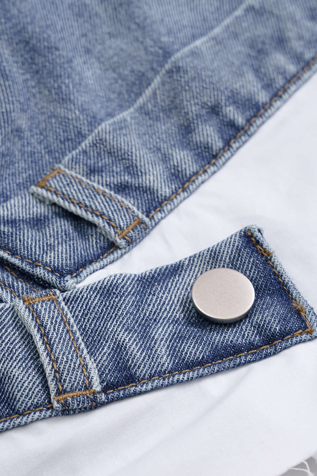 Denim Asymmetrical Patchwork Skirt - Image 3