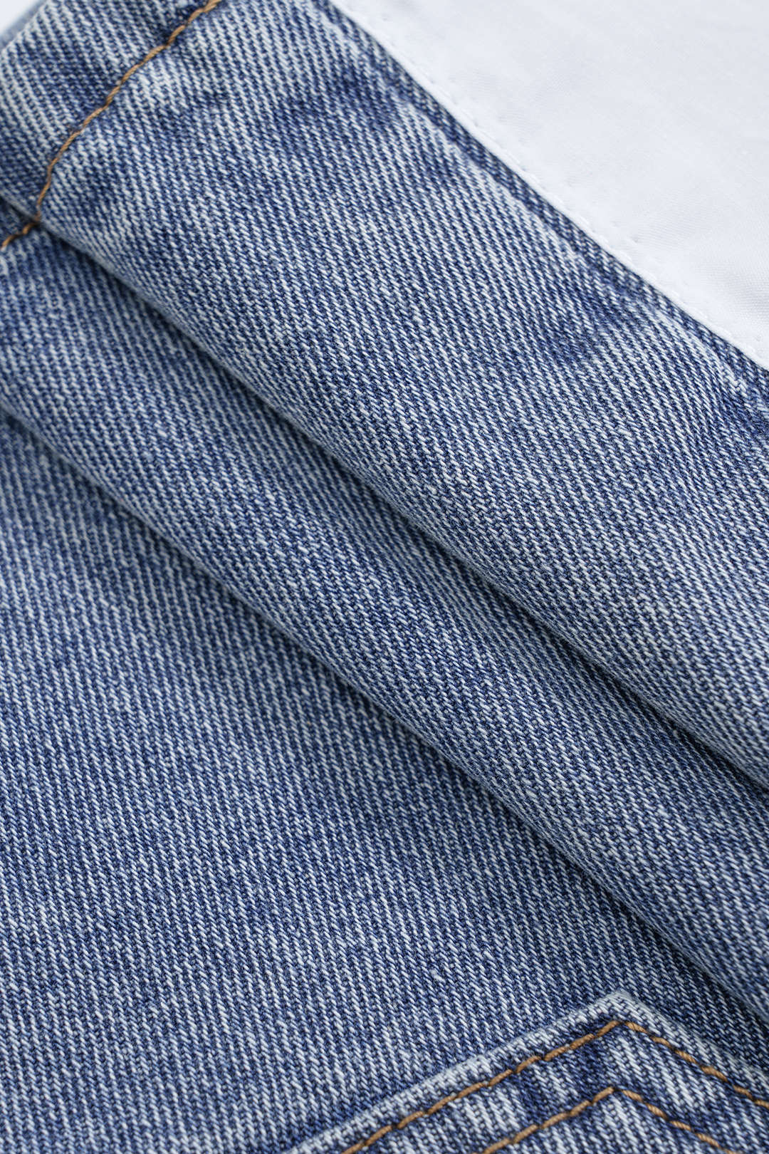 Denim Asymmetrical Patchwork Skirt - Image 4